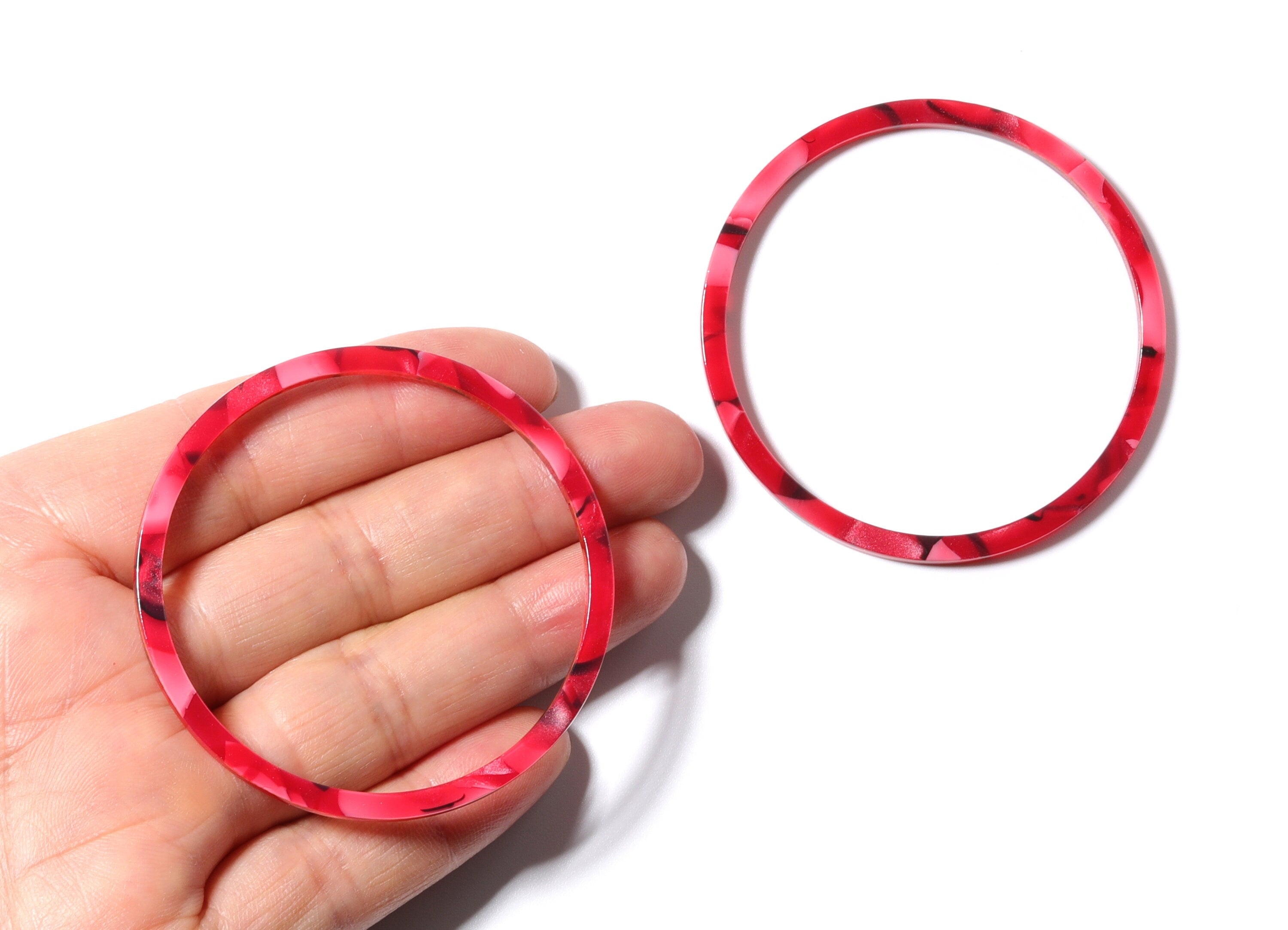 Acetate Hoop Earring Charms - Acrylic Circle Pendant - Earring Findings - Jewelry Supplies - Color Code: A56 - 57x57x2.7mm- AC1165B - DOMEDBAZAAR