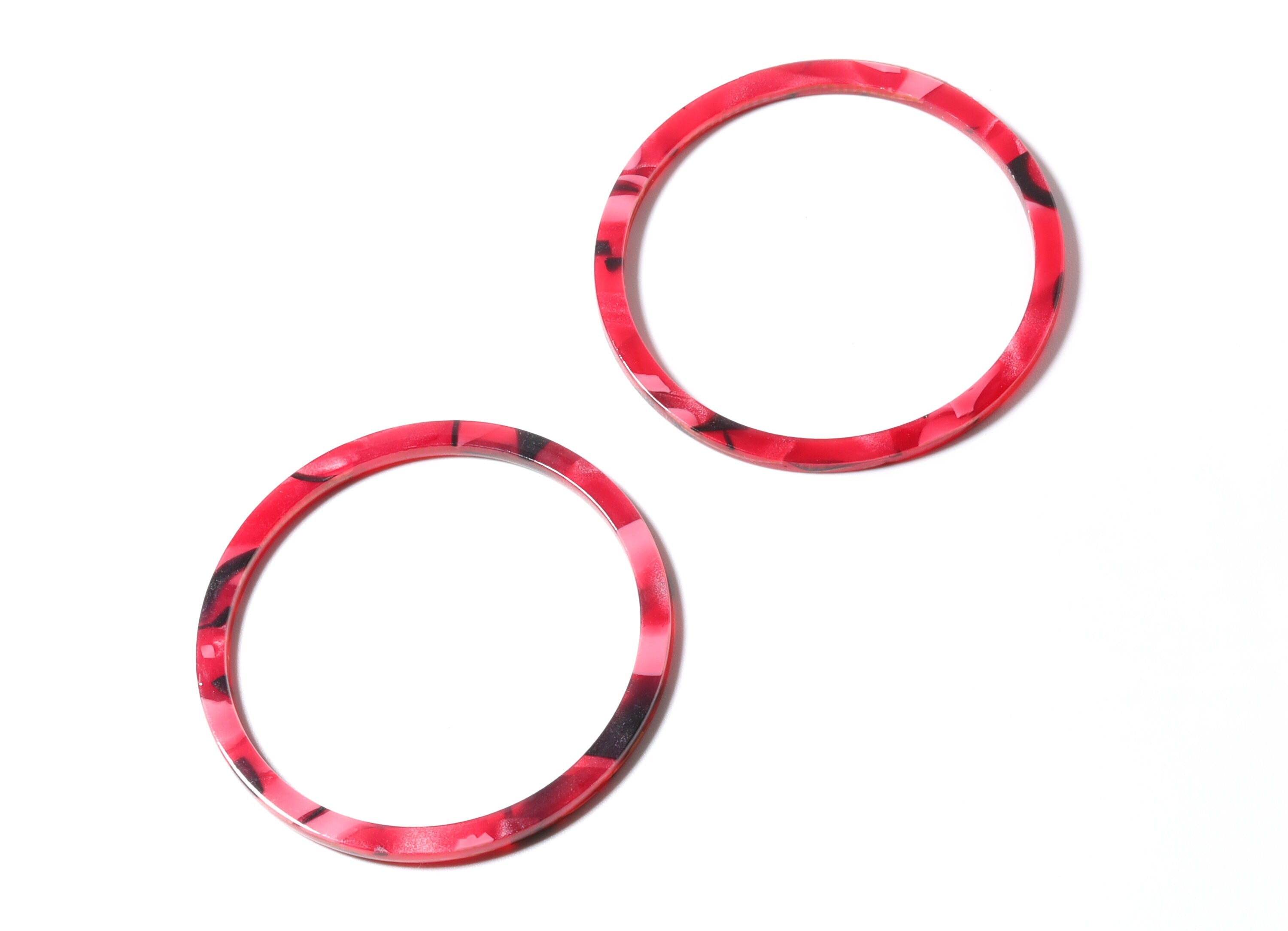Acetate Hoop Earrings Charms - Circle Shaped Pendant - Earring Findings - Jewelry Supplies - Color Code: A56 - 43x43x2.7mm- AC1167B - DOMEDBAZAAR