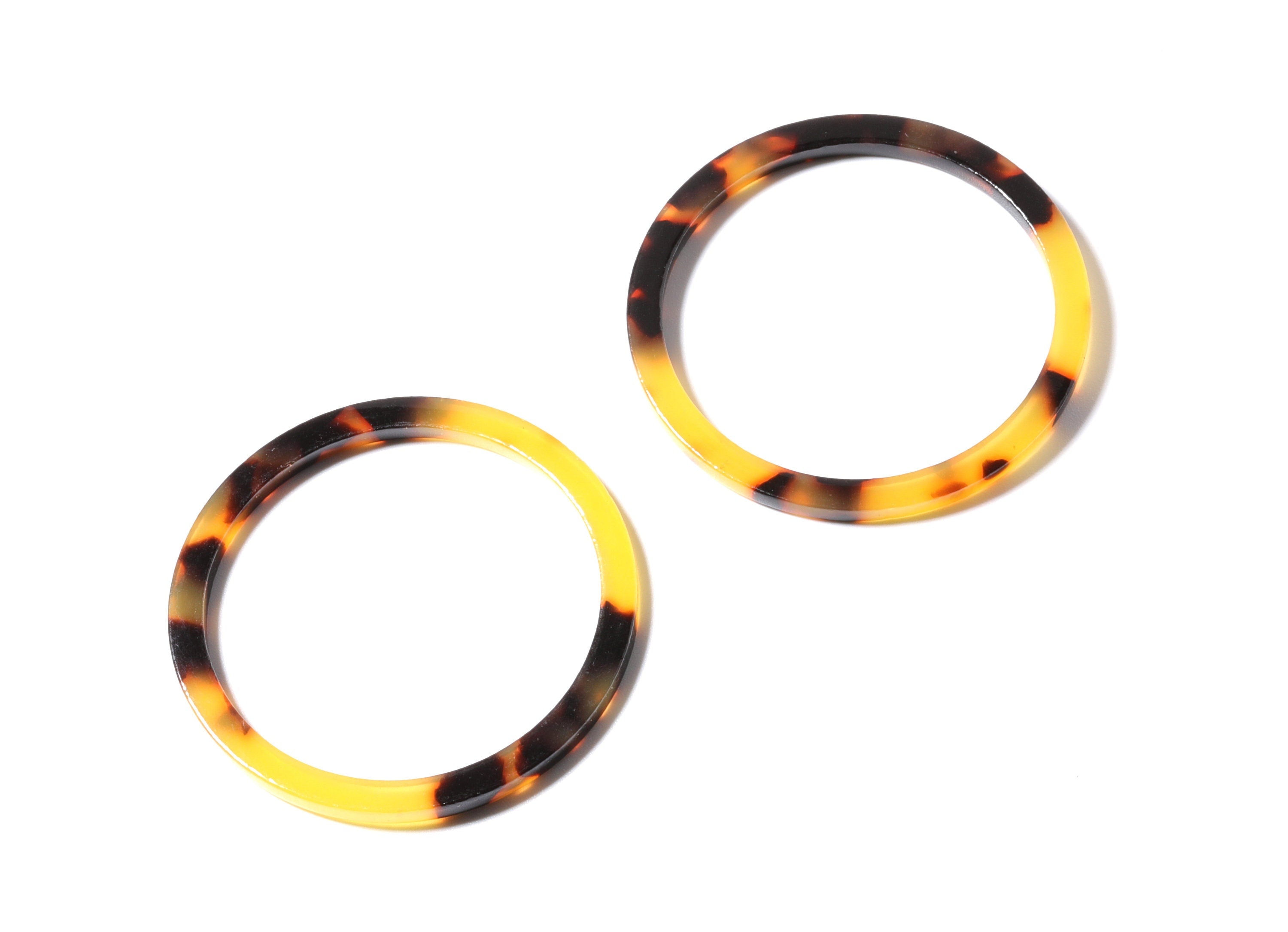 Acetate Hoop Earrings Charms - Tortoise Hoop Shell Earrings - Circle Shaped Pendant - Jewelry Making Supplies - 36x36x2.28mm- AC1168A - DOMEDBAZAAR