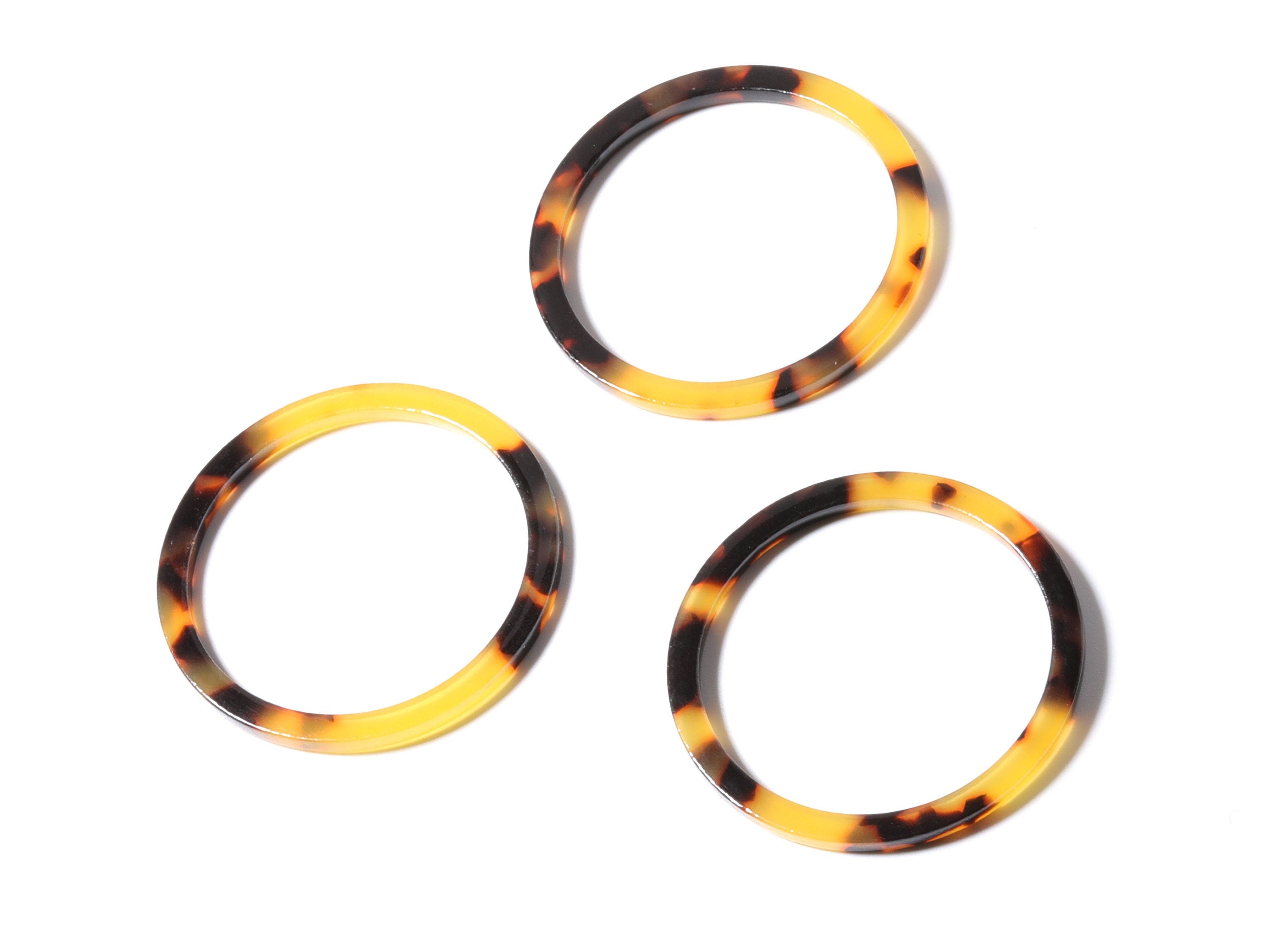 Acetate Hoop Earrings Charms - Tortoise Hoop Shell Earrings - Circle Shaped Pendant - Jewelry Making Supplies - 36x36x2.28mm- AC1168A - DOMEDBAZAAR