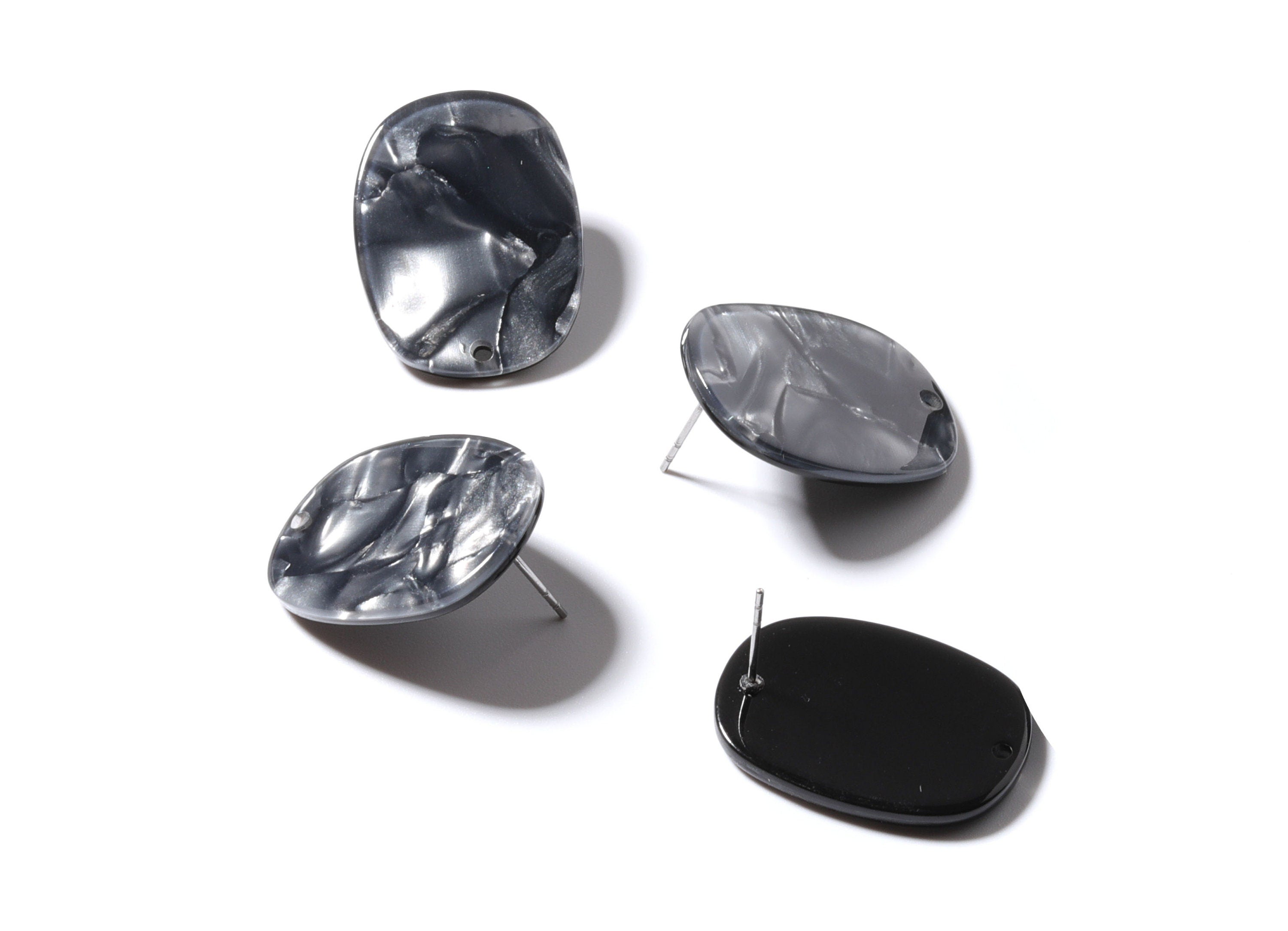 Acetate Oval Post Charms - Earring Stud - Oval Earrings - Earring Findings - Jewelry Supplies - Color Code: A81 - 26x19x2.6mm- AC1002BL - DOMEDBAZAAR