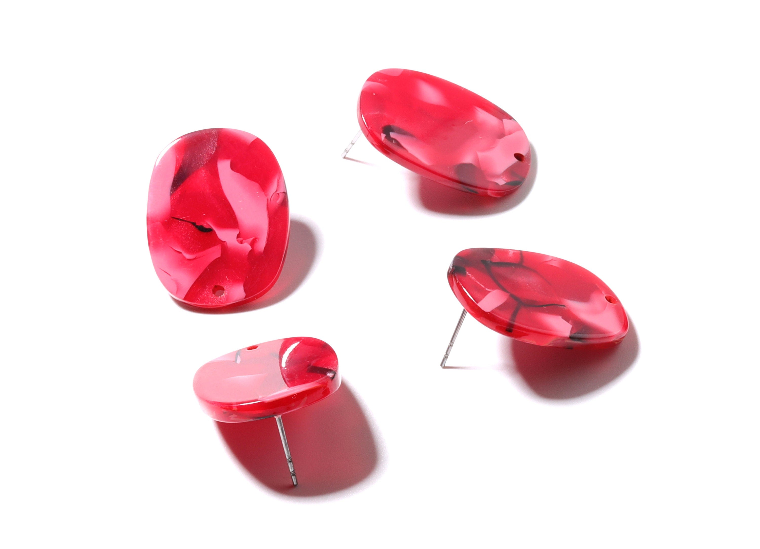 Acetate Oval Earring Stud - Oval Earring Post and Stud - Earring Findings - Jewelry Supplies - Color Code: A56 - 26x19x2.6mm- AC1002P - DOMEDBAZAAR