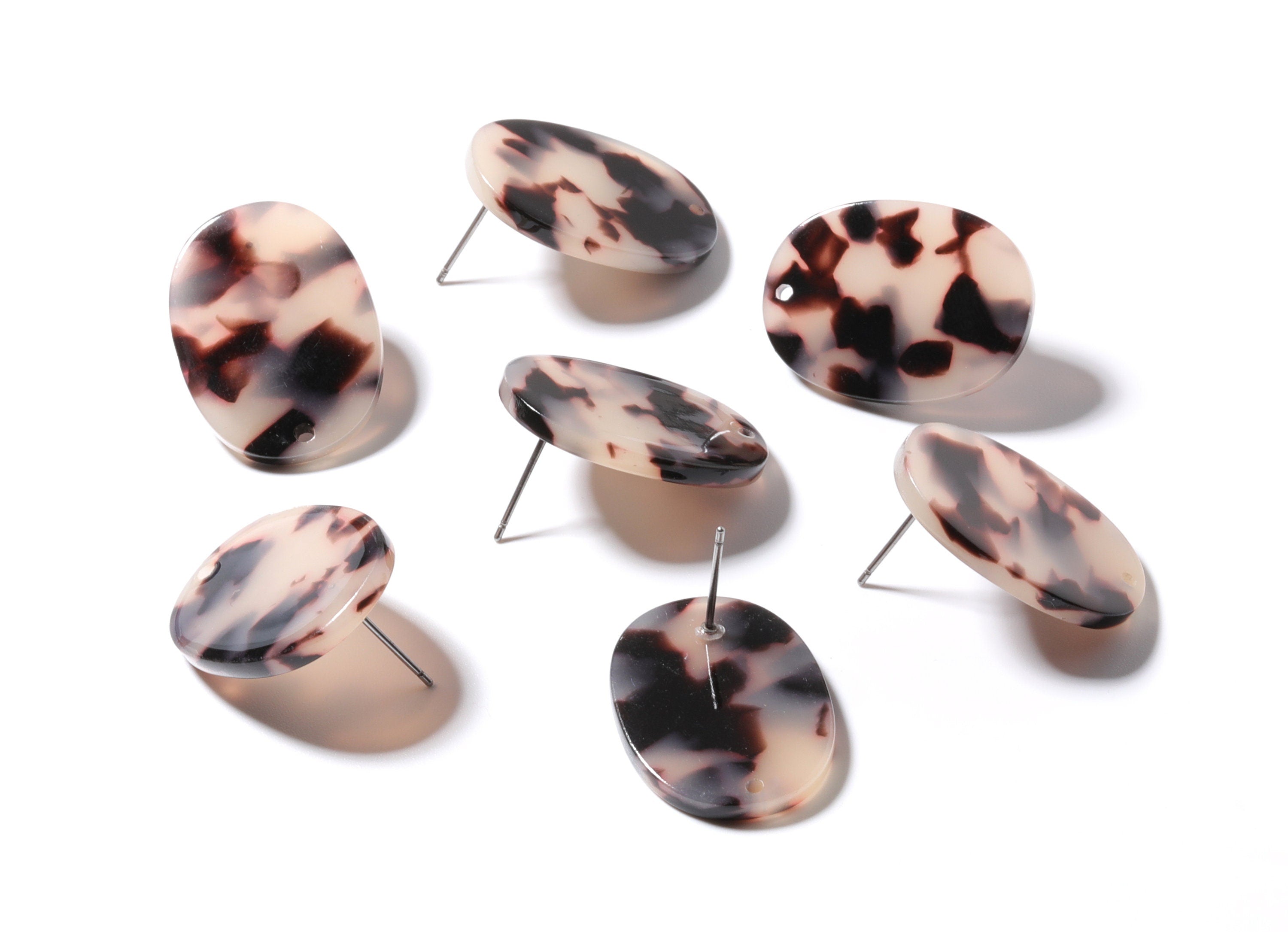 Acetate Oval Post Charms - Blonde Tortoise Shell Earring Studs - Oval Earrings - Color Code: A06 - 26x19x2.6mm- AC1002Y - DOMEDBAZAAR