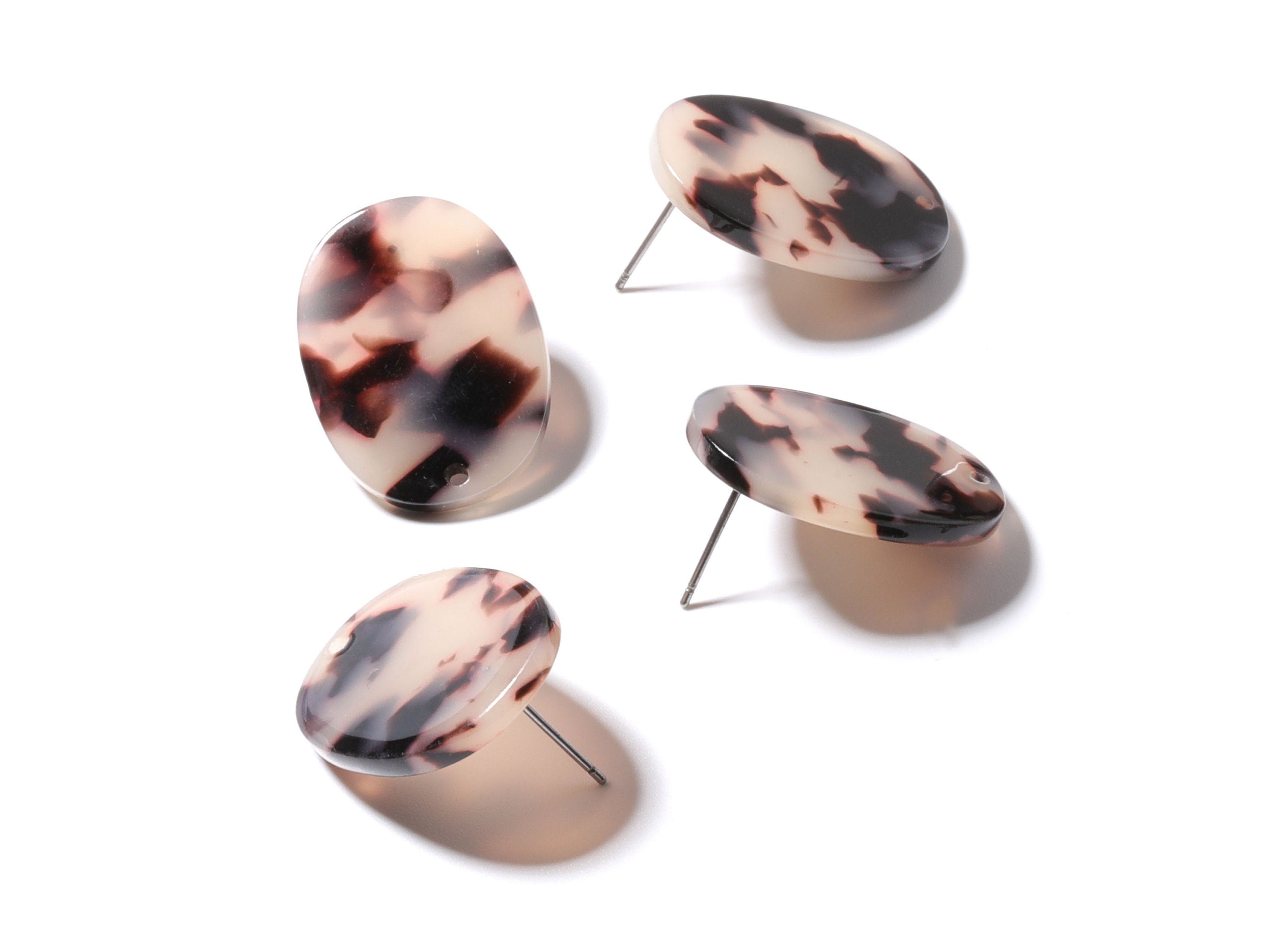 Acetate Oval Post Charms - Blonde Tortoise Shell Earring Studs - Oval Earrings - Color Code: A06 - 26x19x2.6mm- AC1002Y - DOMEDBAZAAR