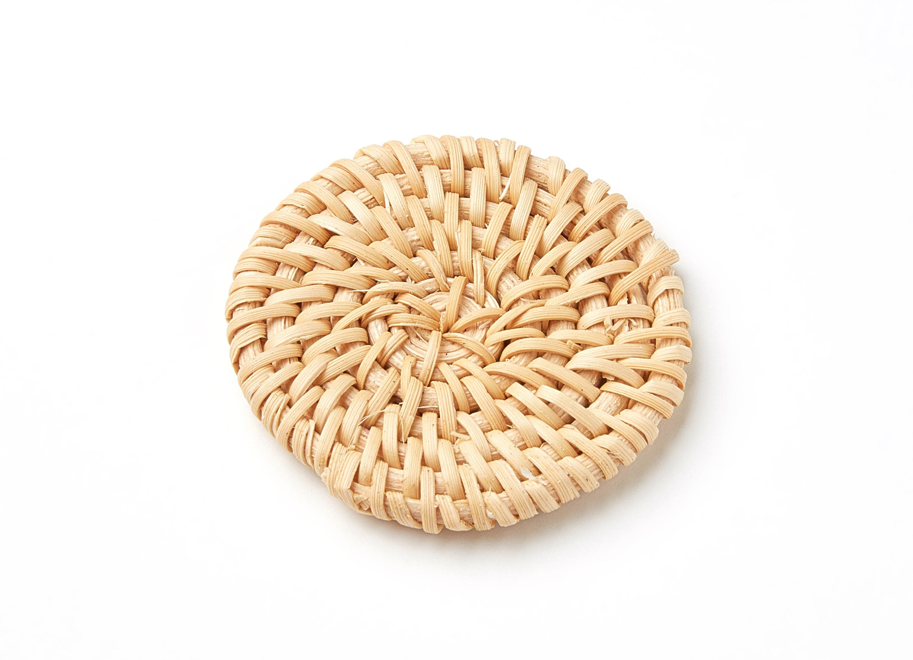Handwoven Rattan Earrings - Coin Shaped Rattan Pendant - Wooden Straw Earring - Jewelery Handmade - 50.1x50.1x6.27mm - RT1022 - DOMEDBAZAAR