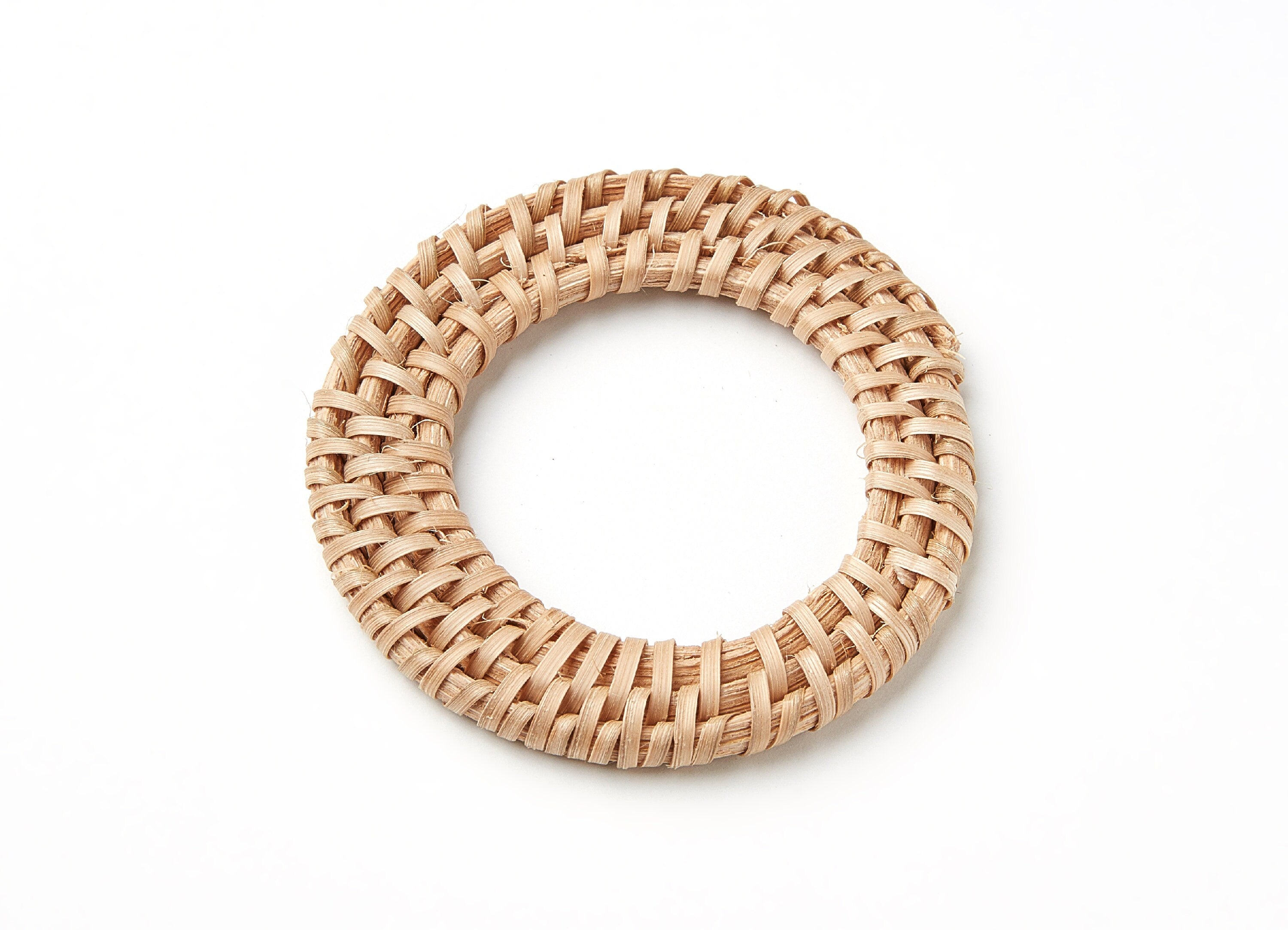 Handwoven Rattan Earrings - Round Shaped Rattan Pendant - Wooden Straw Earring - Jewelery Handmade - 55.75x55.75x4.75mm - RT1038 - DOMEDBAZAAR