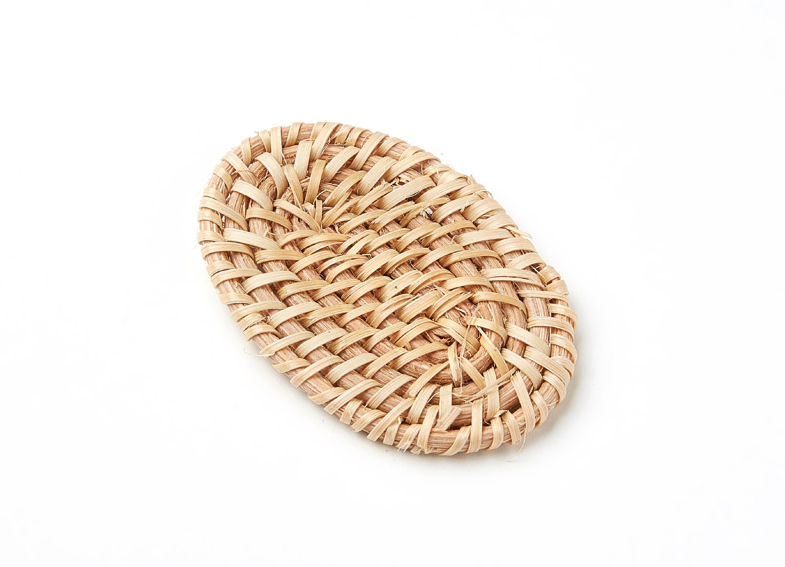 Handwoven Rattan Earrings - Oval Shaped Rattan Pendant - Wooden Straw Earring - Jewelery Handmade - 63.98x40.7x4.61mm - RT1008 - DOMEDBAZAAR