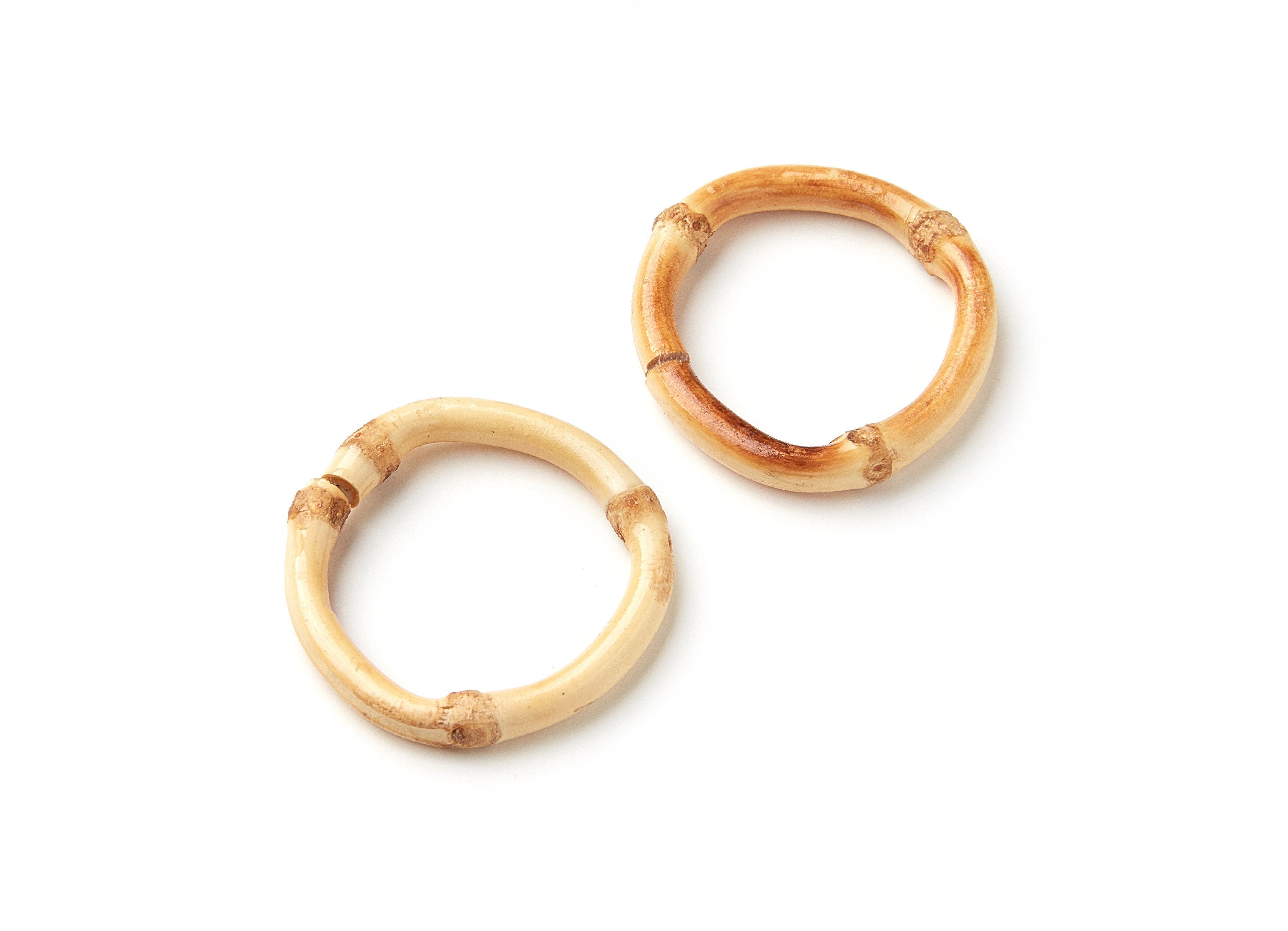 Natural Bamboo Hoop Earrings - Cirlce Shaped Bamboo Pendant - Bamboo Earrings - Jewelery Handmade - 25x25x16.19mm - RT1083 - DOMEDBAZAAR