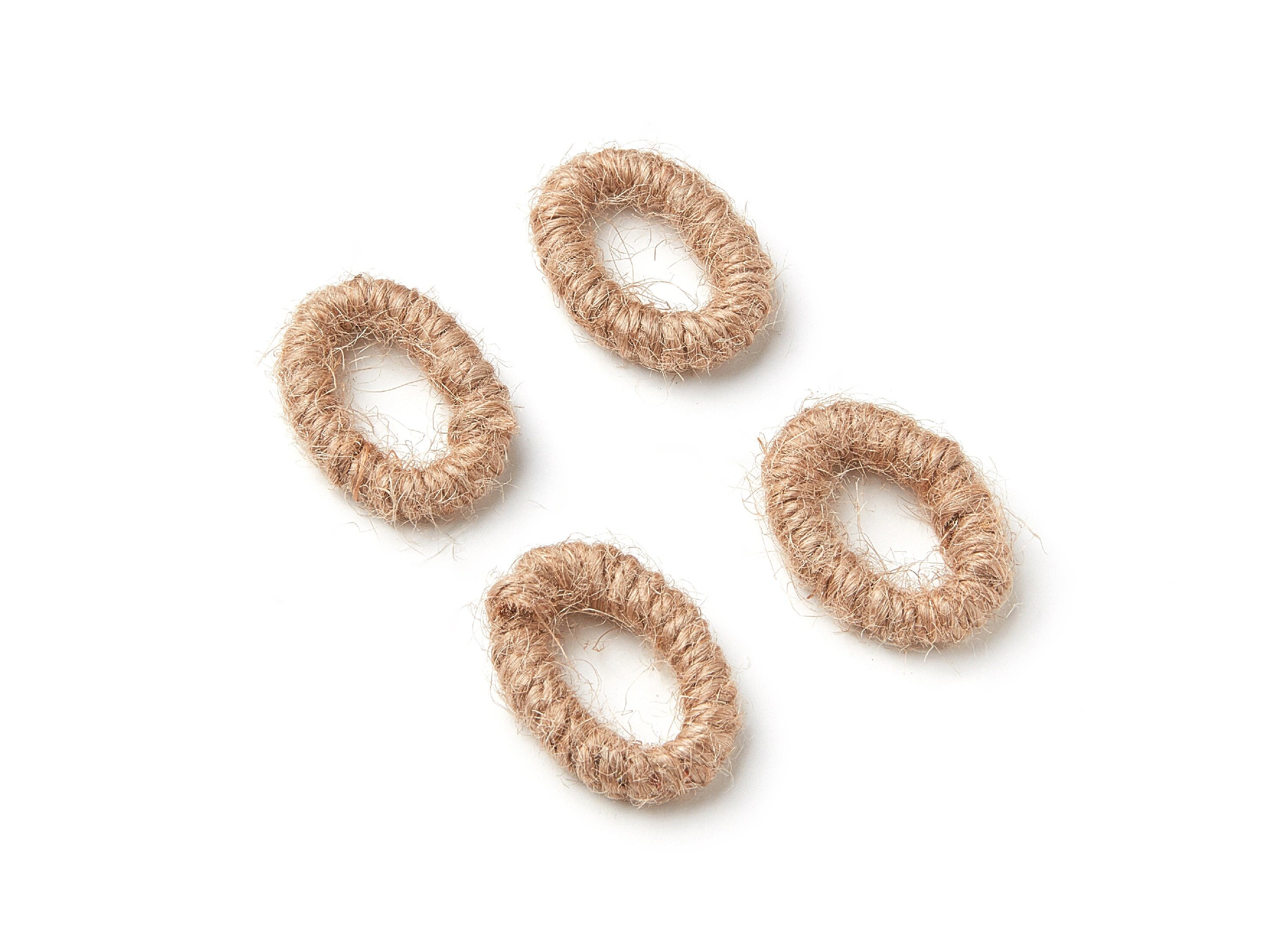 Handwoven Hemp Rope Earrings - Oval Shaped Rope Pendants - Hemp Rope Charms - Jewelery Handmade - 28.15x19.75x5mm - RT1079 - DOMEDBAZAAR