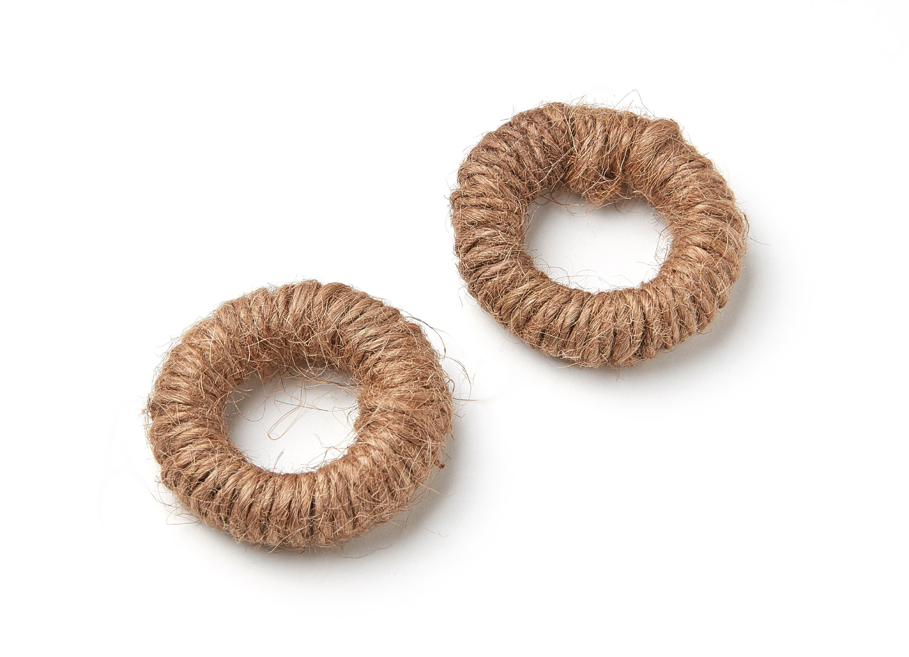 Handwoven Hemp Rope Earrings - Round Shaped Rope Pendants - Hemp Rope Charms - Jewelery Handmade - 42.7x42.7x9.98mm - RT1084 - DOMEDBAZAAR