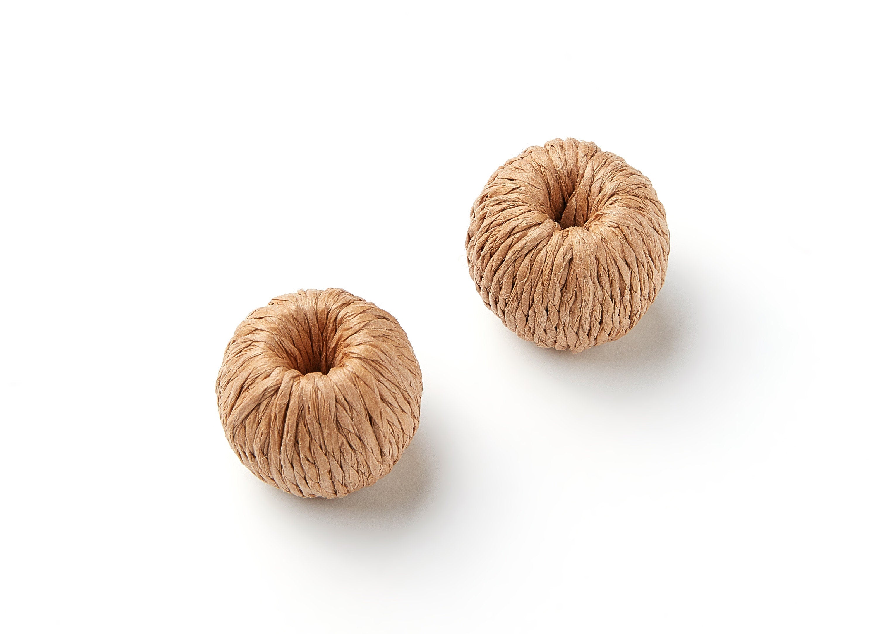 Handwoven Paper Rope Earrings - Ball Shaped Paper Rope Pendant - Wooden Straw Earring - Jewelery Handmade - 23.2x21.4mm - RT1068 - DOMEDBAZAAR