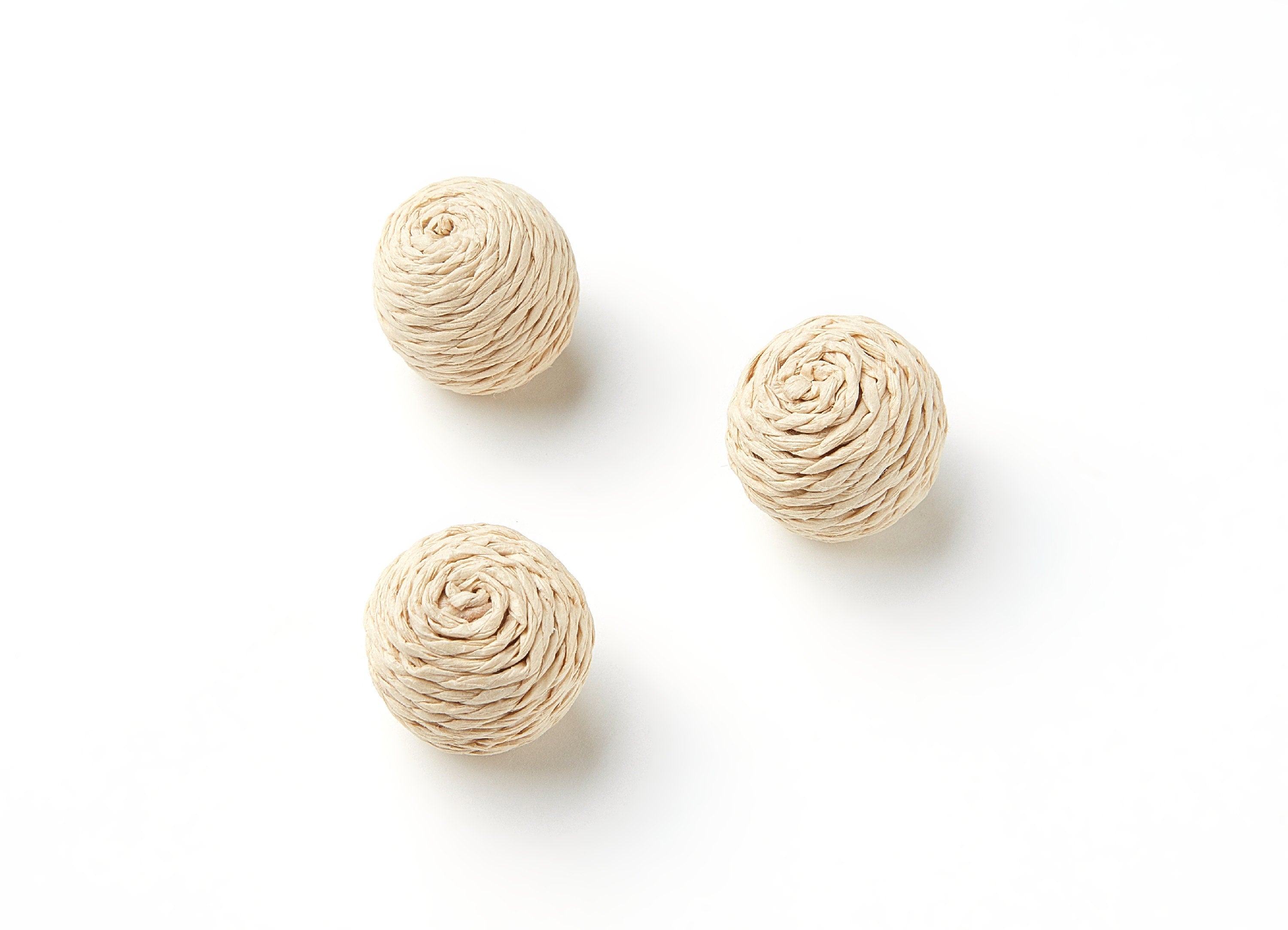 Handwoven Paper Rope Earrings - Ball Shaped Paper Rope Pendant - Wooden Straw Earring - Jewelery Handmade - 19.2x19.2mm - RT1075 - DOMEDBAZAAR