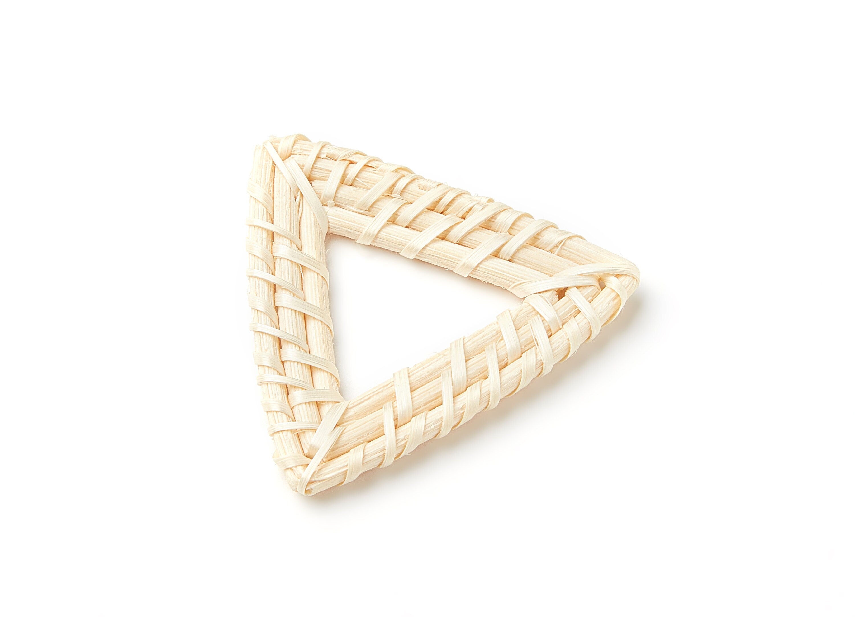 Handwoven Rattan Earrings - Triangle Shaped Rattan Pendant - Wooden Straw Earring - Jewelery Handmade - 48.8x45x3.87mm - RT1042 - DOMEDBAZAAR