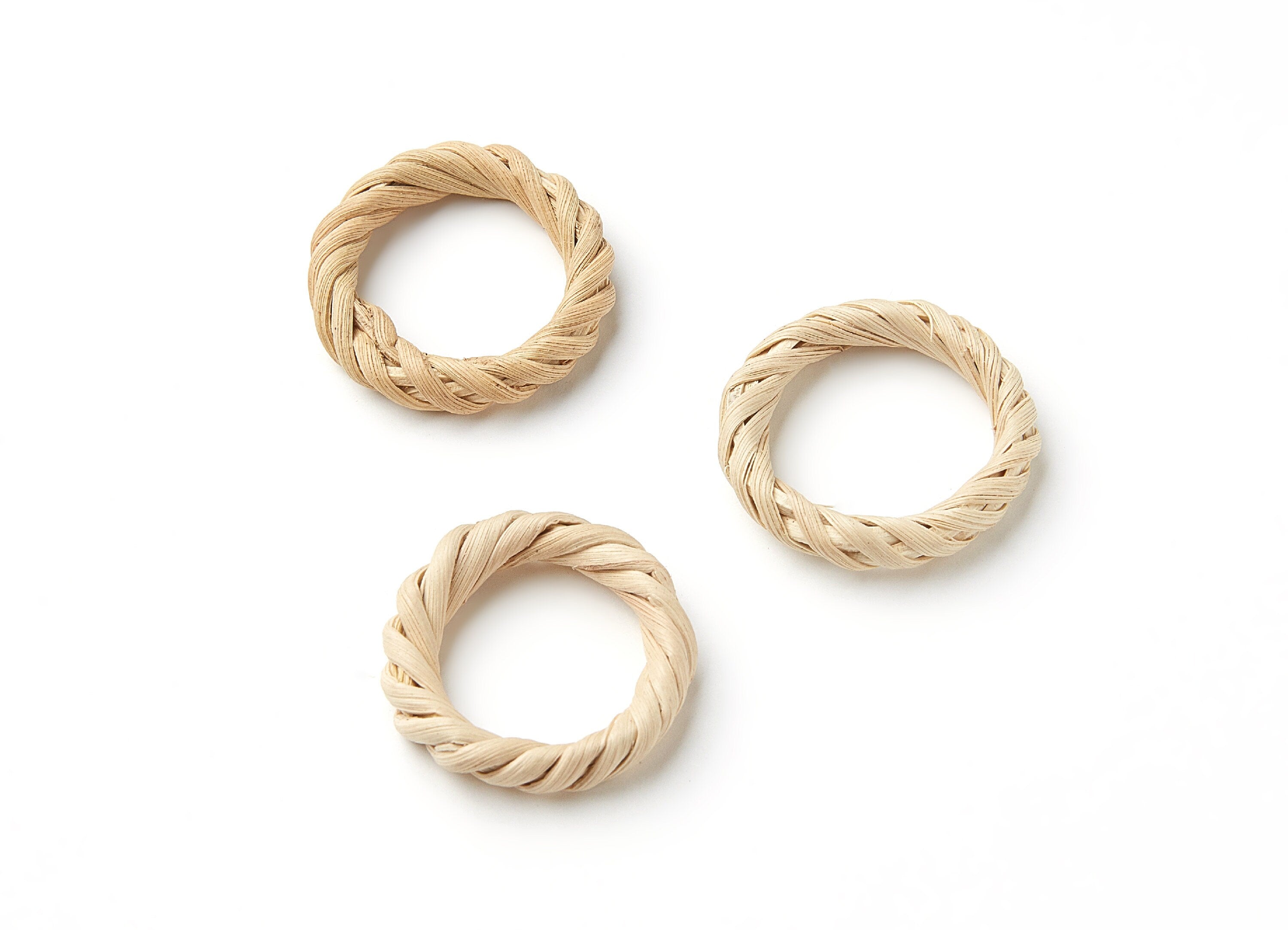 Handwoven Rattan Earrings - Round Shaped Rattan Pendant - Wooden Straw Earring - Jewelery Handmade - 30.8x30.8x6.1mm - RT1045 - DOMEDBAZAAR