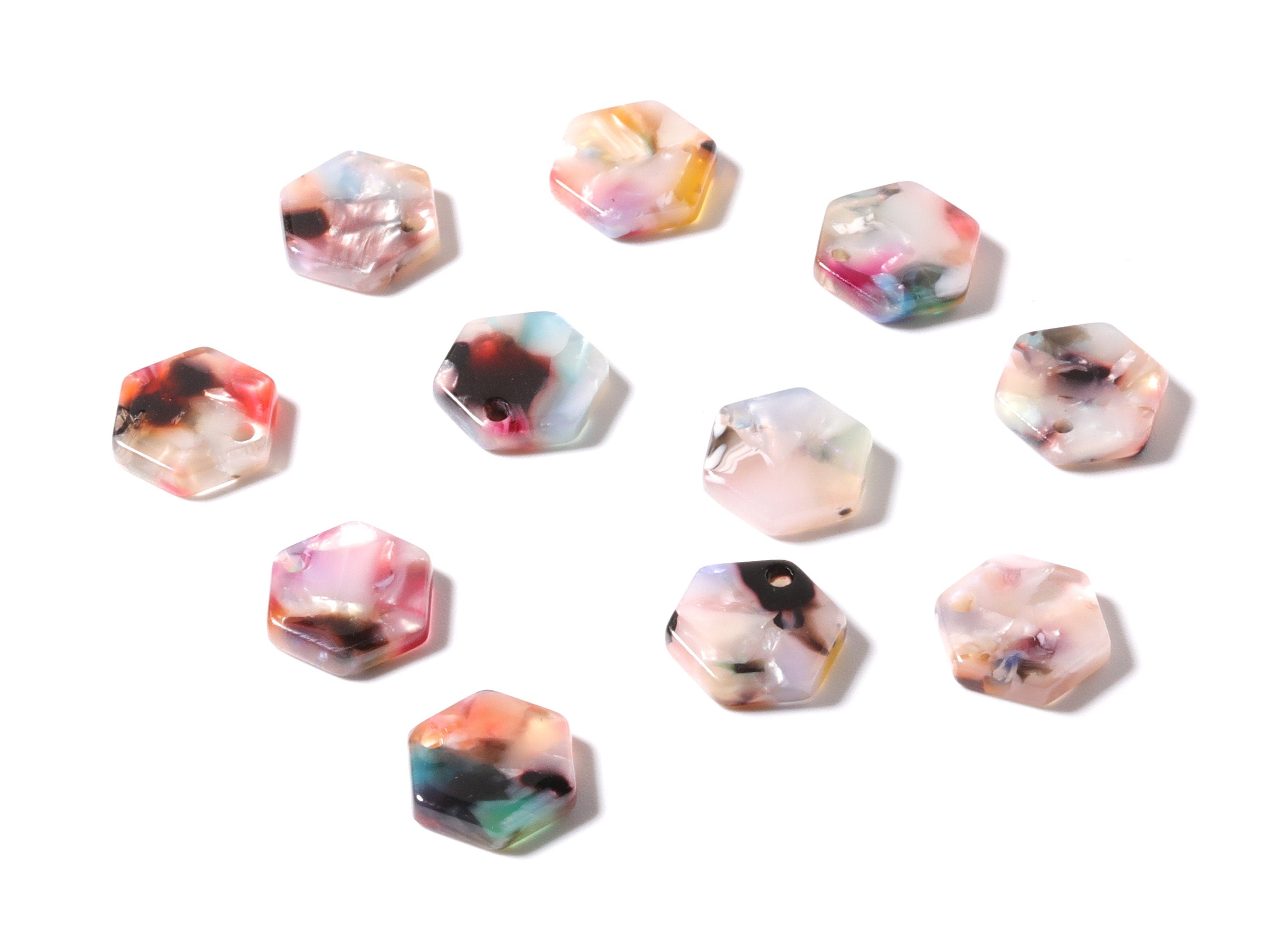 Acetate Hexagon Earring Charms - Hexagon Pendant - Earring Findings - Jewelry Supplies - Color Code: A59 - 12x11x2.56mm - AC1121F - DOMEDBAZAAR