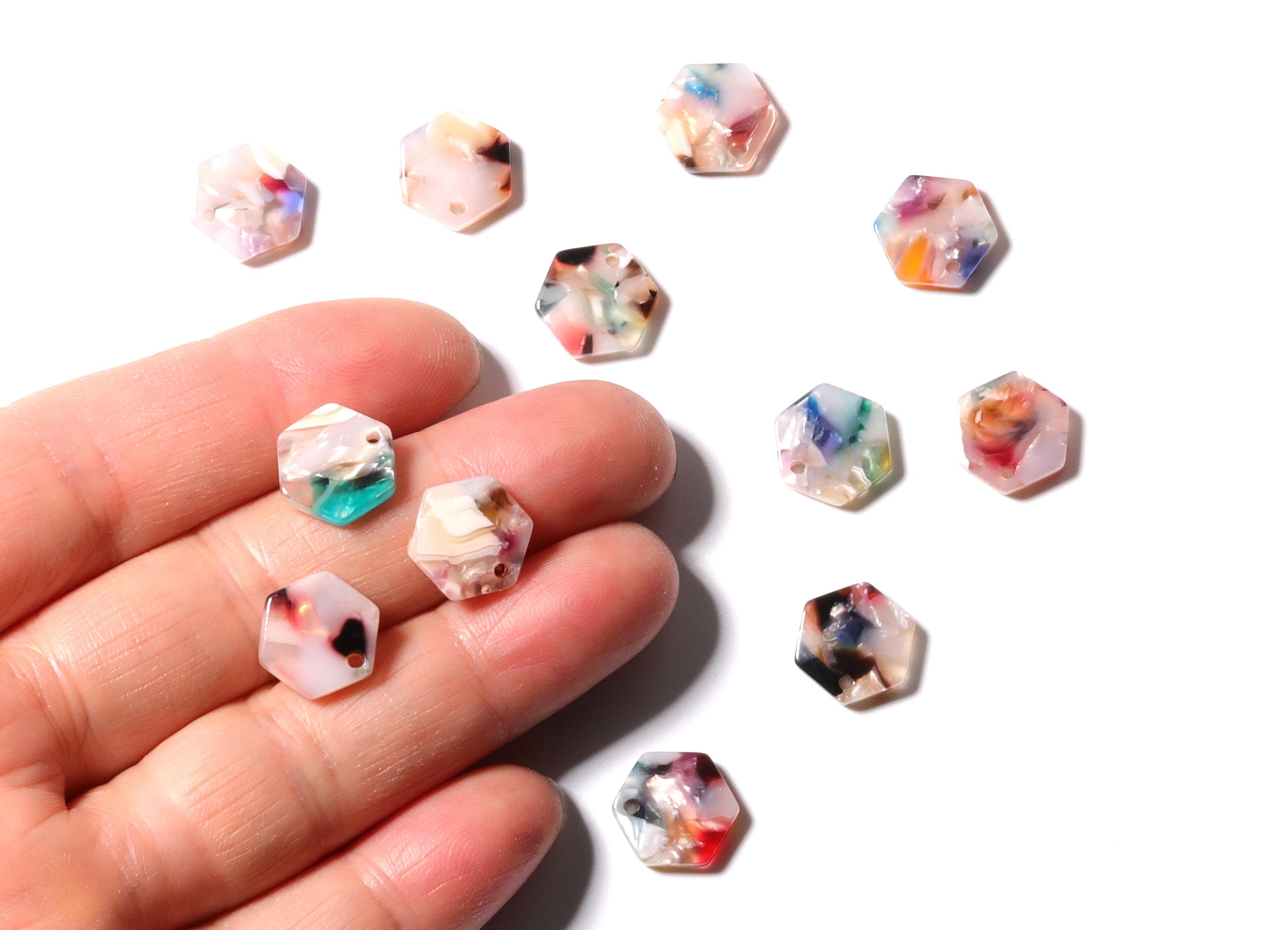 Acetate Hexagon Earring Charms - Hexagon Pendant - Earring Findings - Jewelry Supplies - Color Code: A59 - 12x11x2.56mm - AC1121F - DOMEDBAZAAR