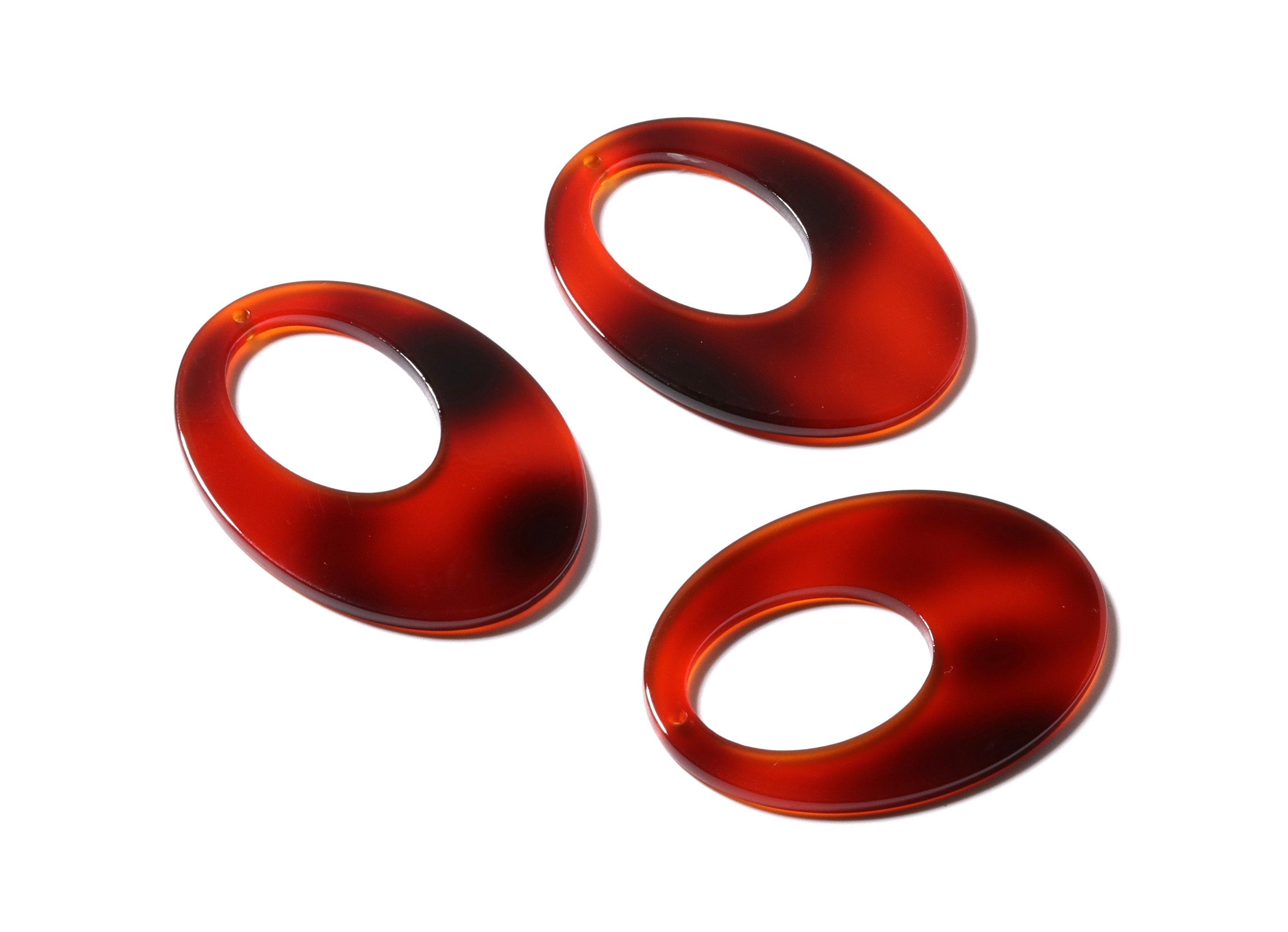 Acetate Cellulose Earring Charms - Oval Shaped Pendant - Earring Findings - Jewelry Supplies - 49.74x37.48x2.12mm - AC1187B - DOMEDBAZAAR