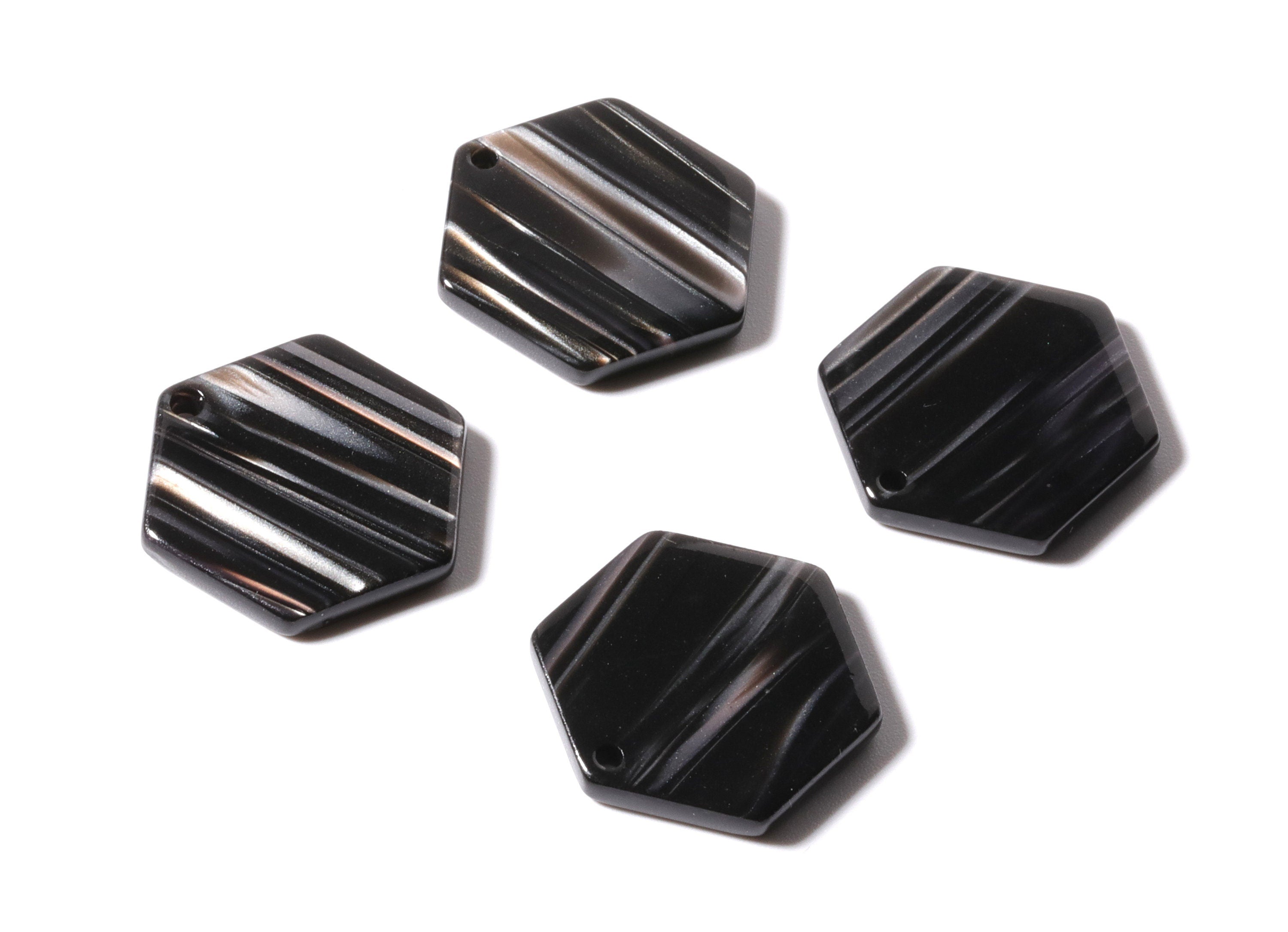 Acetate Hexagon Earring Charms - Hexagon Shaped Pendant - Earring Findings - Jewelry Supplies - Color Code: A76 - 21.55x19x2.6mm - AC1188B - DOMEDBAZAAR