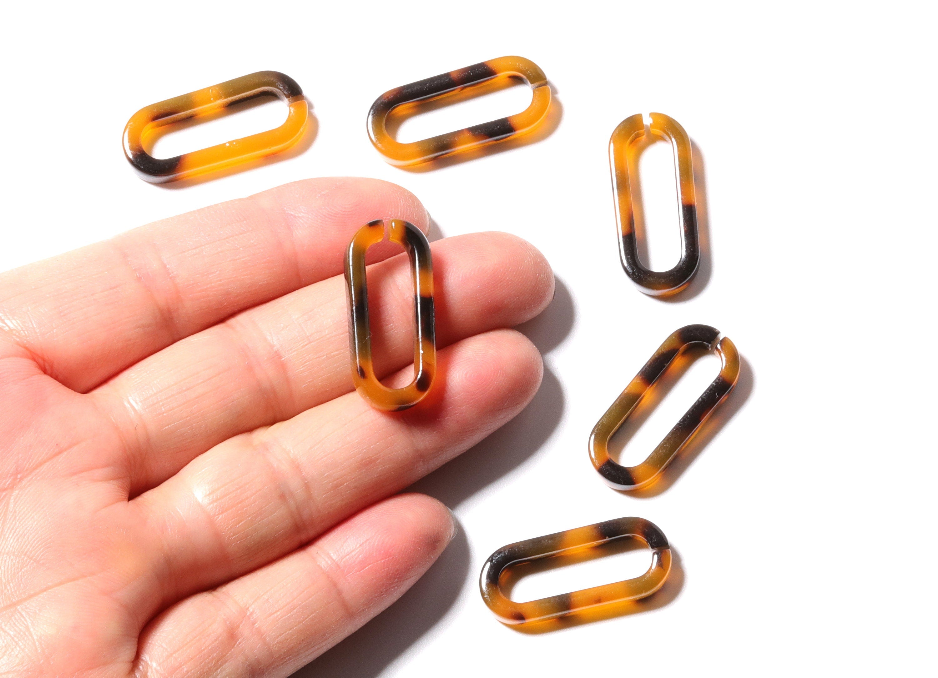 Acetate Acrylic Tortoise Shell Charms - Laser Cut Open Oval Shaped Pendant - Flat Cable Chain - Jewelry Supplies - 27.35x11.84x4mm - AC1189A - DOMEDBAZAAR