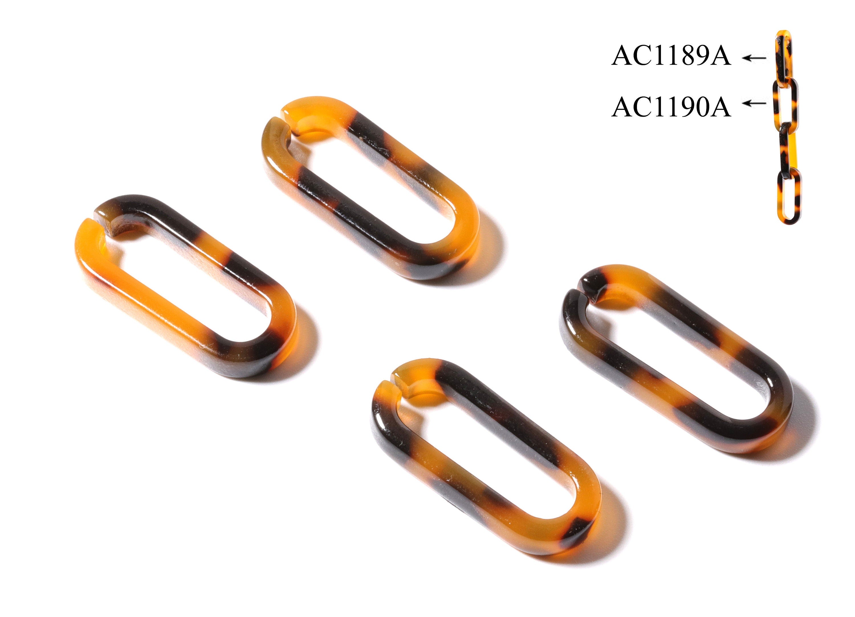 Acetate Acrylic Tortoise Shell Charms - Laser Cut Open Oval Shaped Pendant - Flat Cable Chain - Jewelry Supplies - 27.35x11.84x4mm - AC1189A - DOMEDBAZAAR