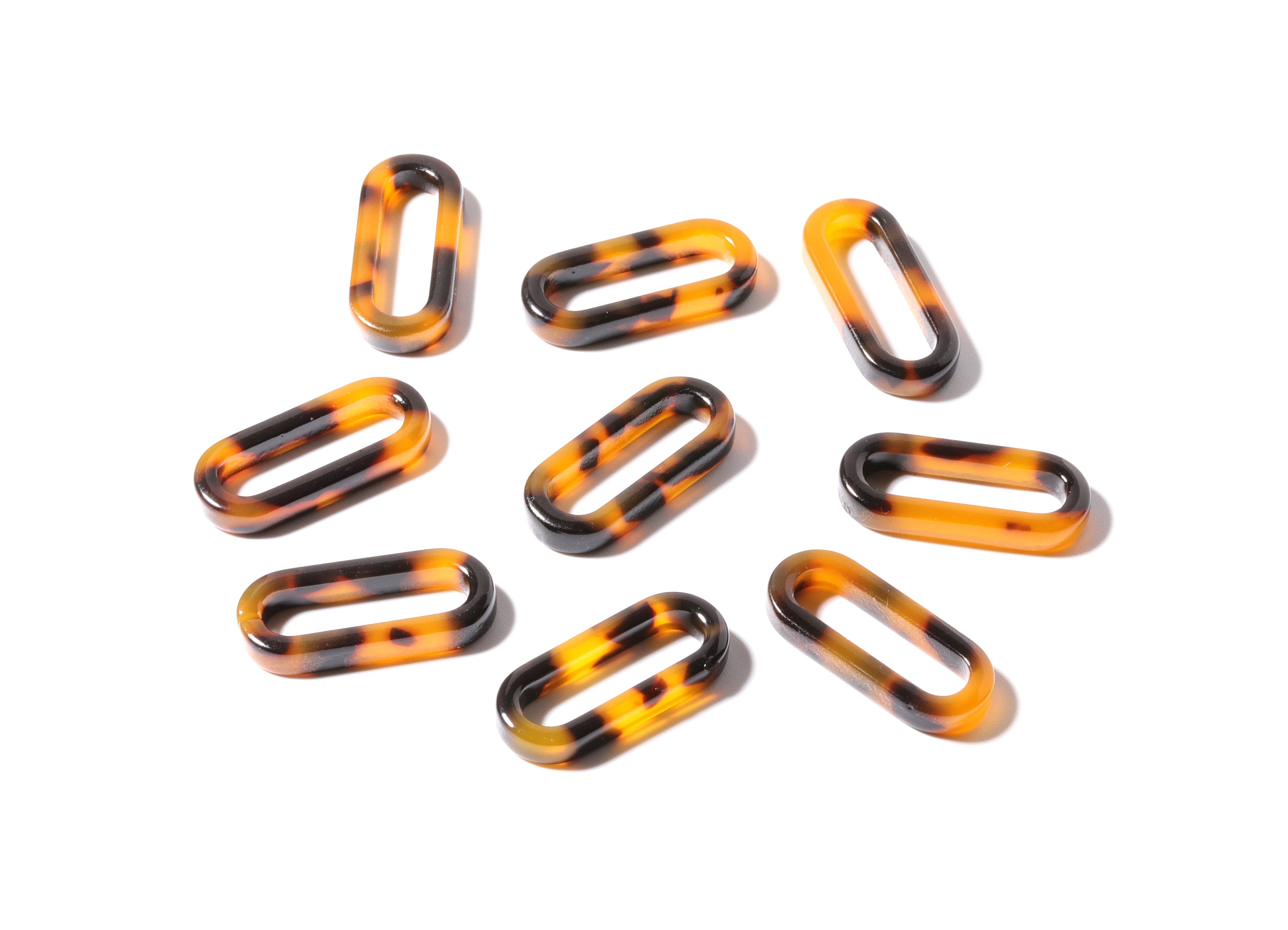 Acetate Acrylic Tortoise Shell Charms - Oval Shaped Pendant - Flat Cable Chain - Jewelry Making Supplies - 27.35x11.84x4mm - AC1190A - DOMEDBAZAAR