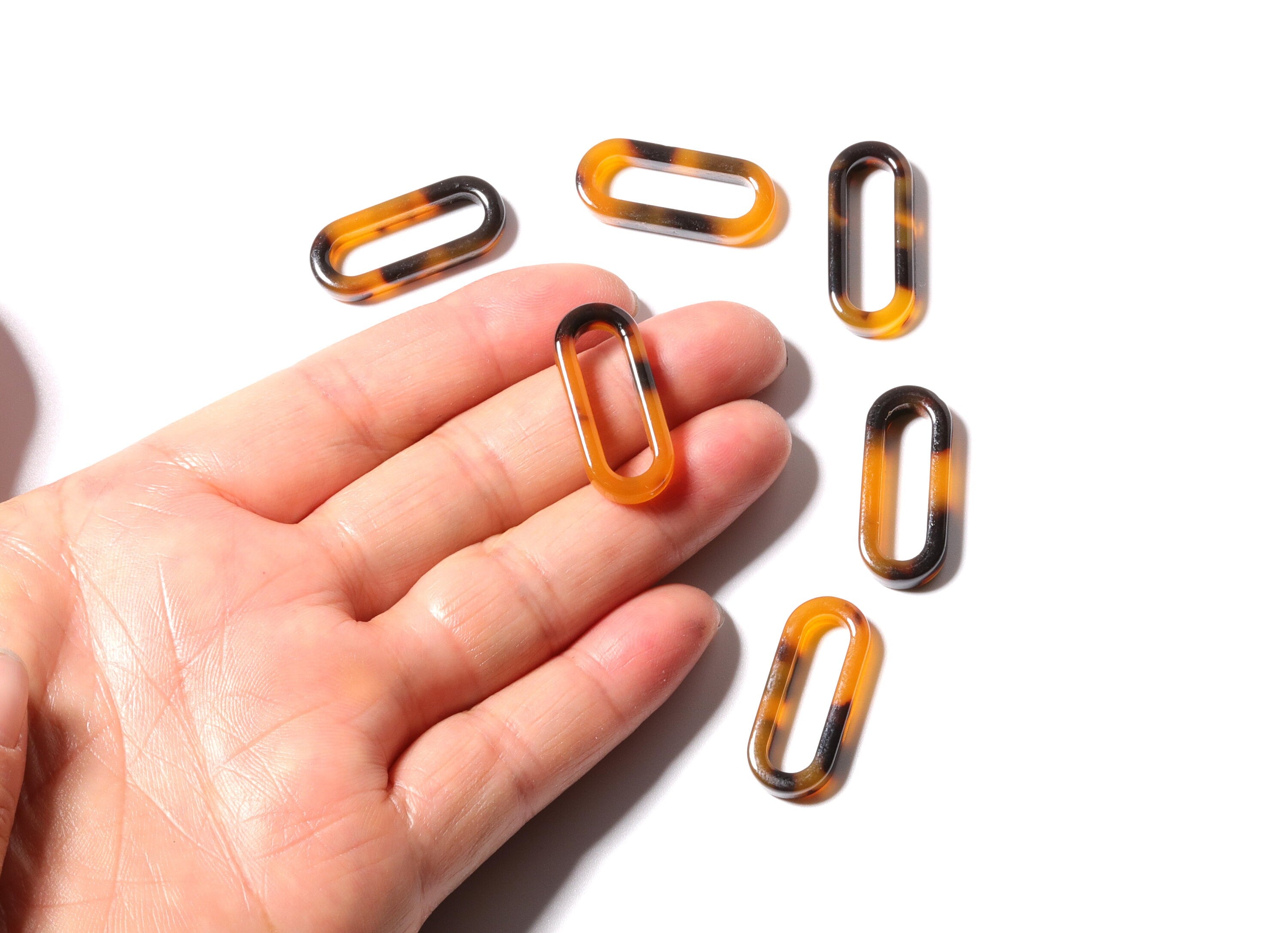 Acetate Acrylic Tortoise Shell Charms - Oval Shaped Pendant - Flat Cable Chain - Jewelry Making Supplies - 27.35x11.84x4mm - AC1190A - DOMEDBAZAAR