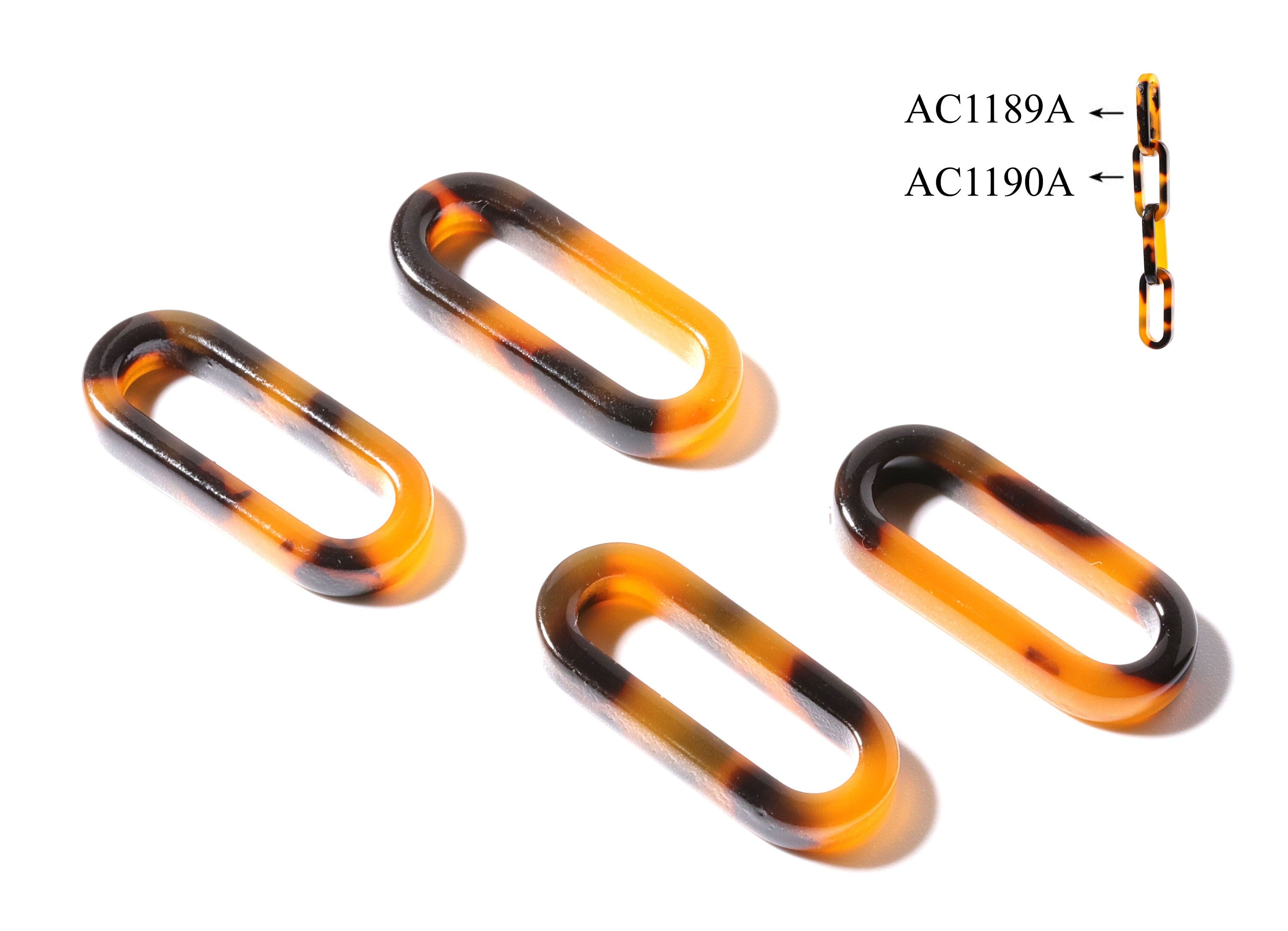 Acetate Acrylic Tortoise Shell Charms - Oval Shaped Pendant - Flat Cable Chain - Jewelry Making Supplies - 27.35x11.84x4mm - AC1190A - DOMEDBAZAAR