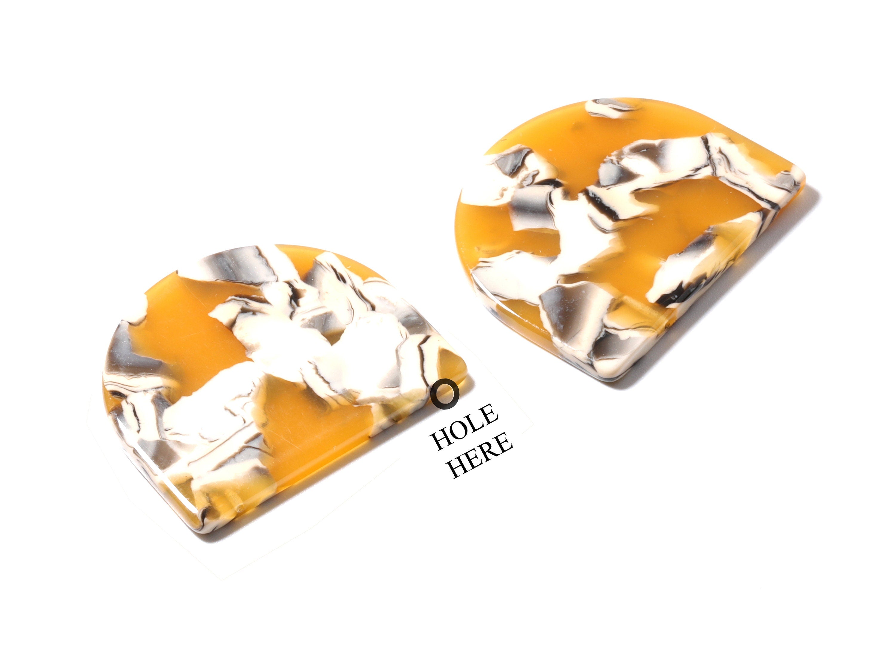 Acetate Acrylic Charms -  D Shaped Pendant - Acetate Tortoise Shell Charm - Color Code: A14 - 29,7x34,5x2,62mm - AC1638-A14 - DOMEDBAZAAR