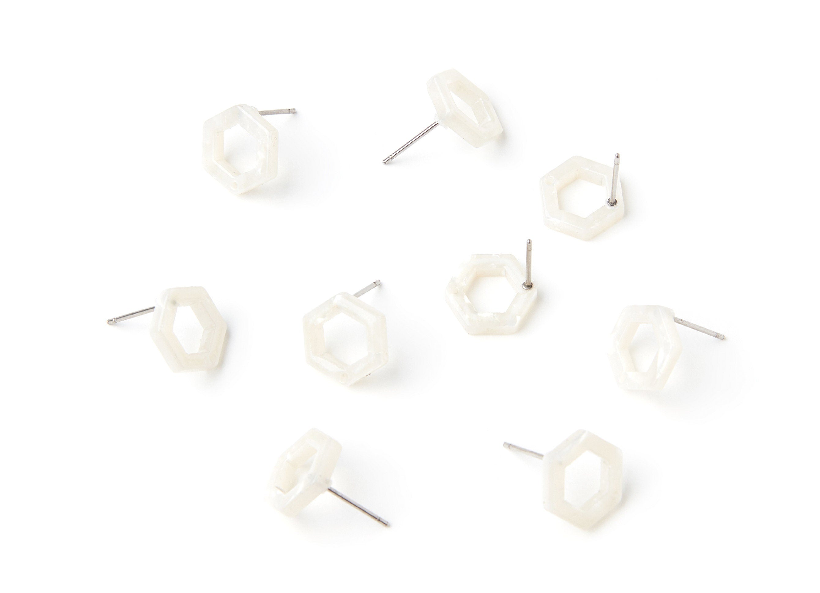 Acetate Acrylic Earring Stud - Post Charms - Tortoise Shell Earring - Hexagon Shaped Earring - Color Code: A12 - 13.18x11.38x2.57mm- AC1226A - DOMEDBAZAAR
