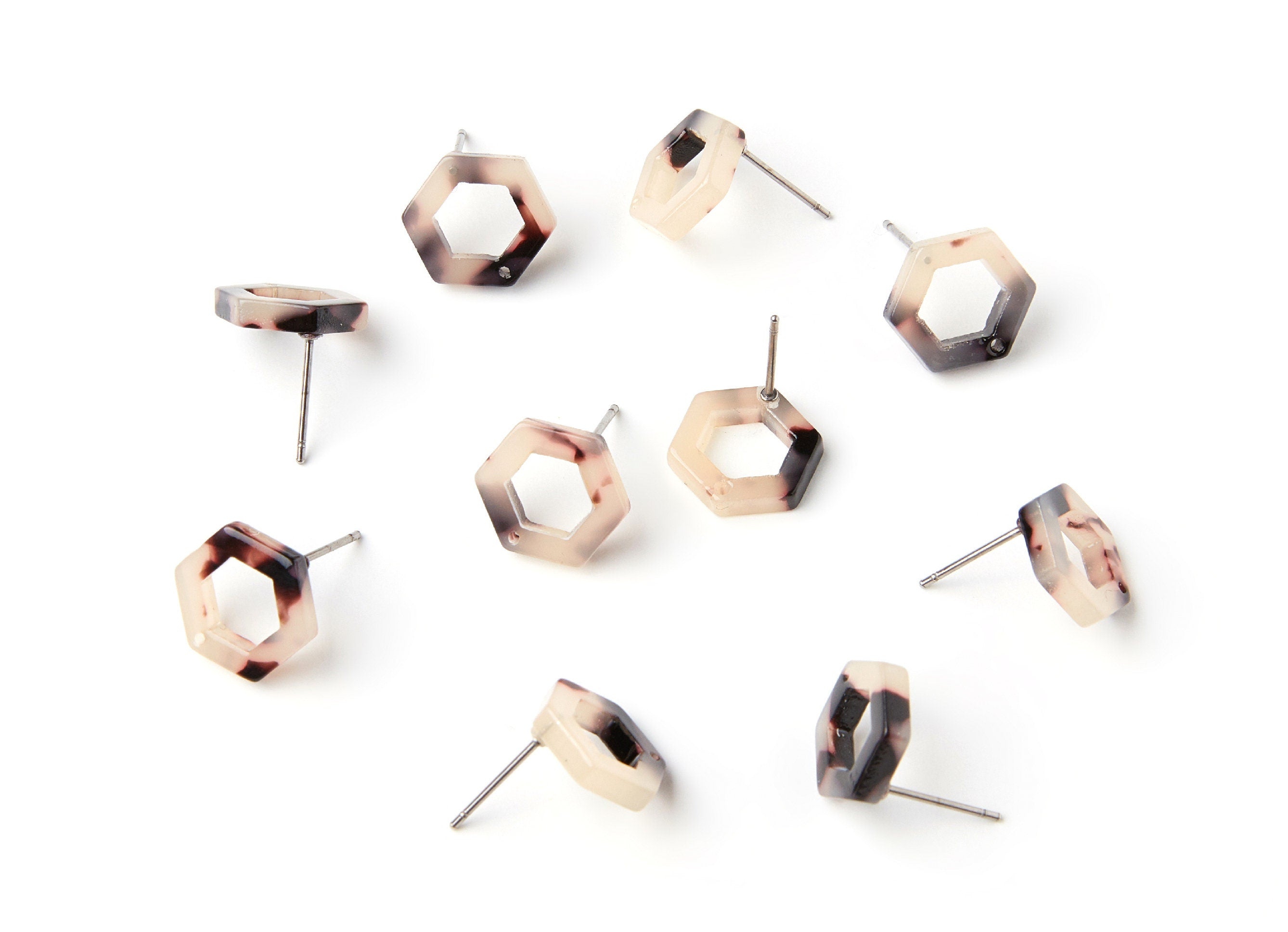 Acetate Acrylic Earring Stud - Post Charms - Blonde Tortoise Shell Earring - Color Code: A07  - 13.18x11.38x2.57mm- AC1226H - DOMEDBAZAAR
