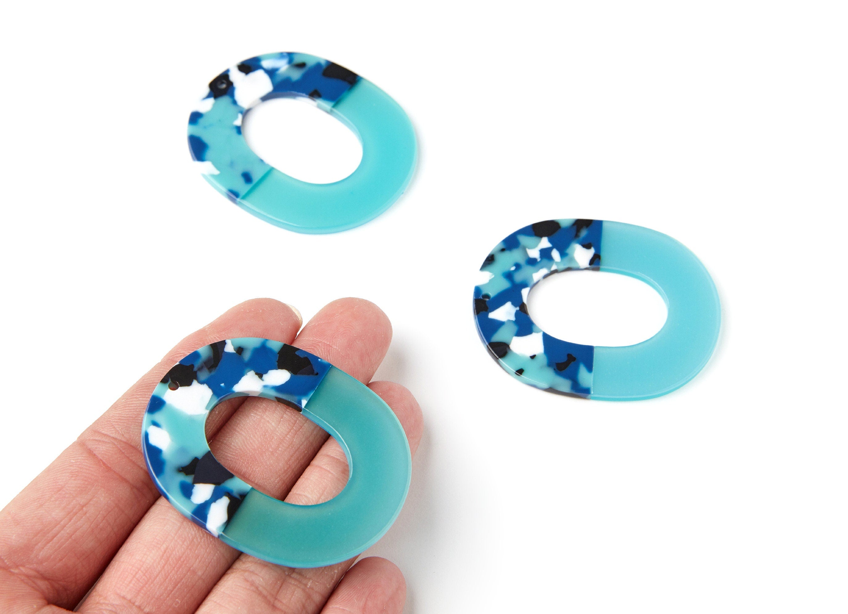 Acetate Oval Charms - Oval Earrings and Pendant - Earring Findings - Jewelry Supplies - Color Code: A16 - 50.2x41.68x2.62mm - AC1236A - DOMEDBAZAAR
