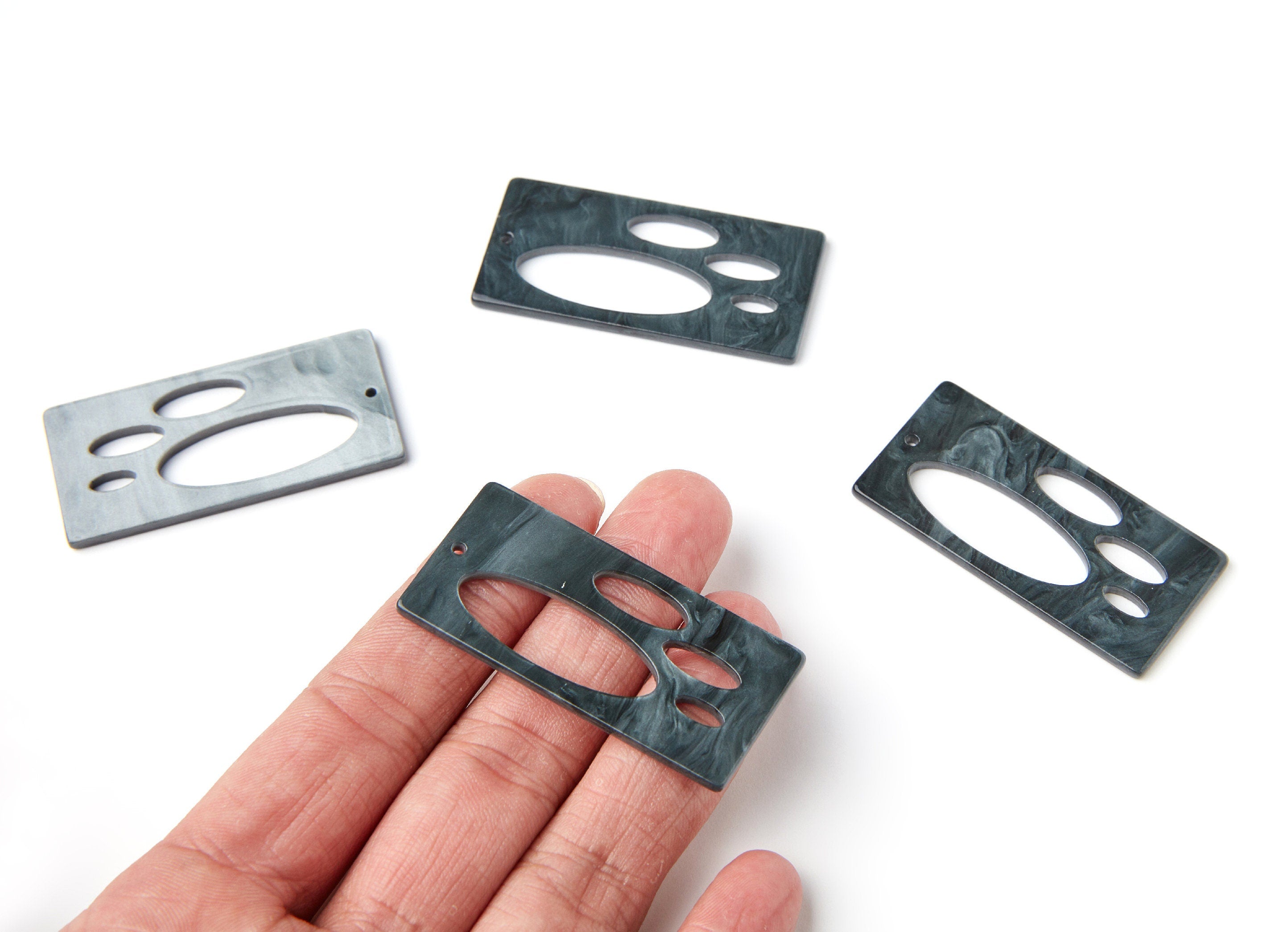 Acrylic Earring Charms - Tortoise Shell Earrings - Big Rectangle Shaped - Earring Findings - Making Jewelery - 51.43x24.58x2.56mm - AC1243A - DOMEDBAZAAR