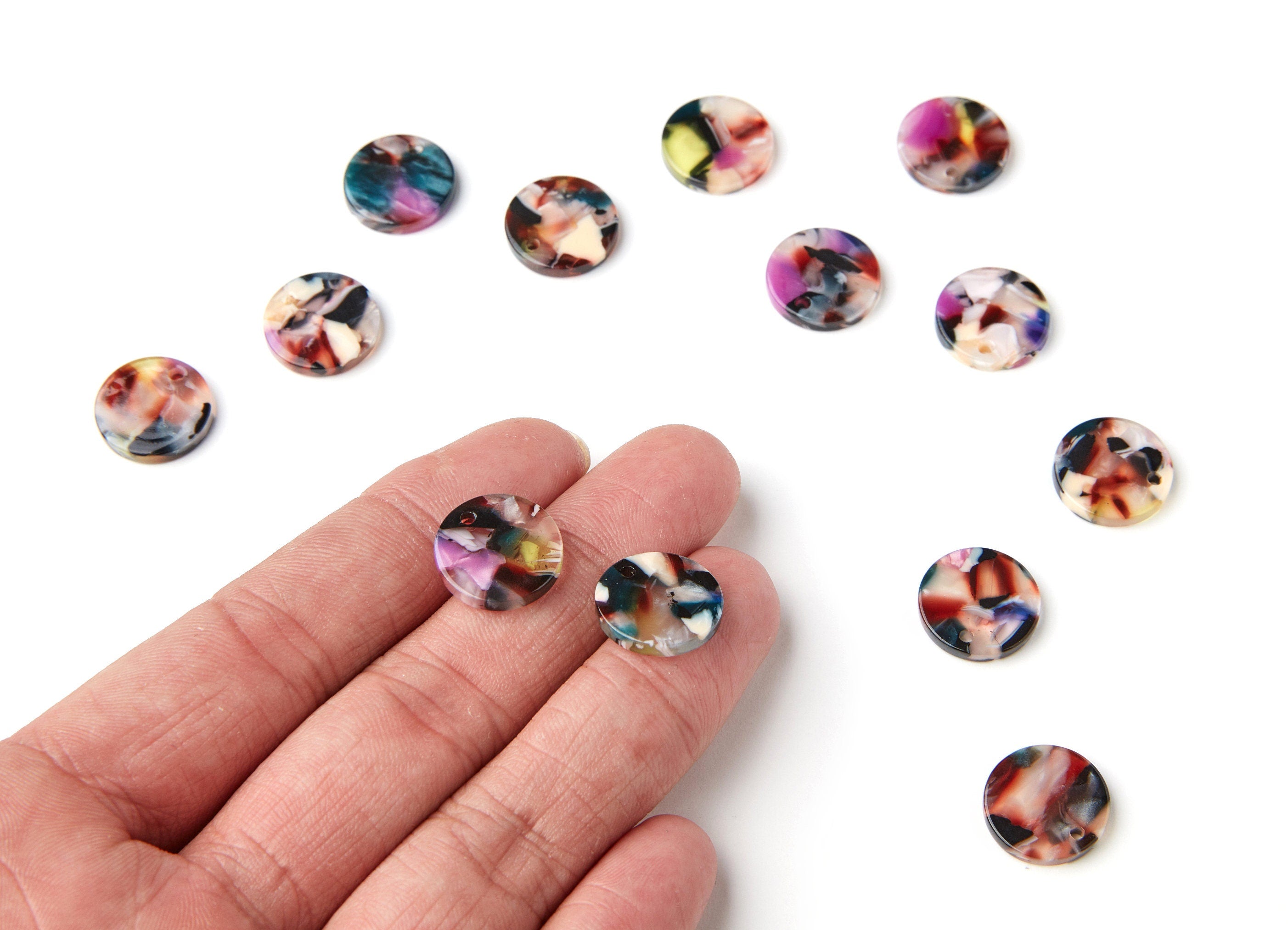Acetate Coin & Round Charms - Coin and Round Earrings and Pendant - Earring Findings - Color Code: A11 - 15,3x15,3x2,78mm - AC1064U - DOMEDBAZAAR
