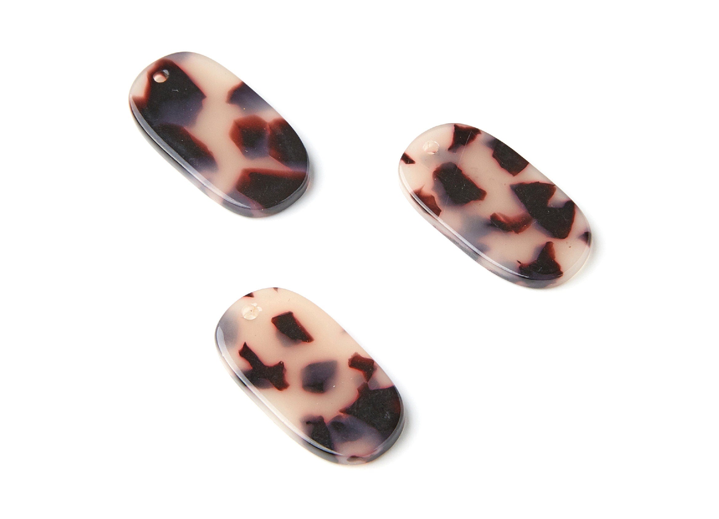 Acetate Acrylic Earring Charms - Blonde Tortoise Shell Earrings -Oval Shaped Pendant - Color Code: A07 - 26.65x13.9x2.63mm - AC1156N - DOMEDBAZAAR