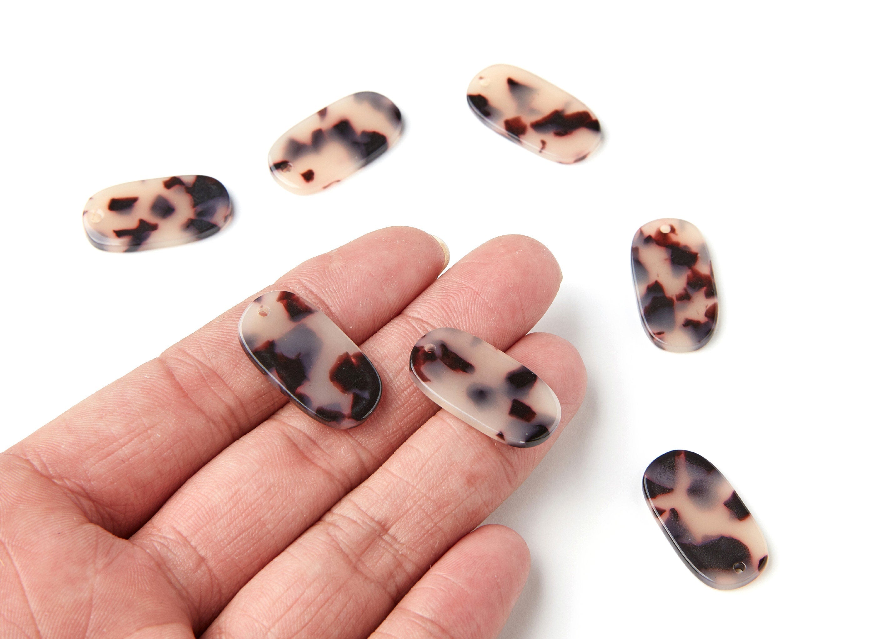 Acetate Acrylic Earring Charms - Blonde Tortoise Shell Earrings -Oval Shaped Pendant - Color Code: A07 - 26.65x13.9x2.63mm - AC1156N - DOMEDBAZAAR