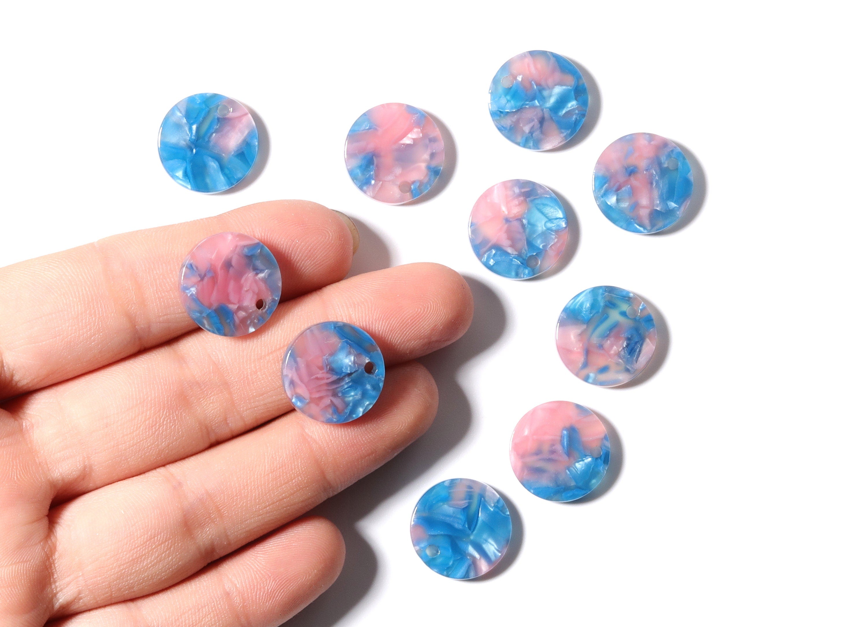 Acetate Coin & Round Charms - Coin and Round Earrings and Pendant - Earring Findings - Color Code: A94 - 15.3x2.5mm - AC1064T - DOMEDBAZAAR