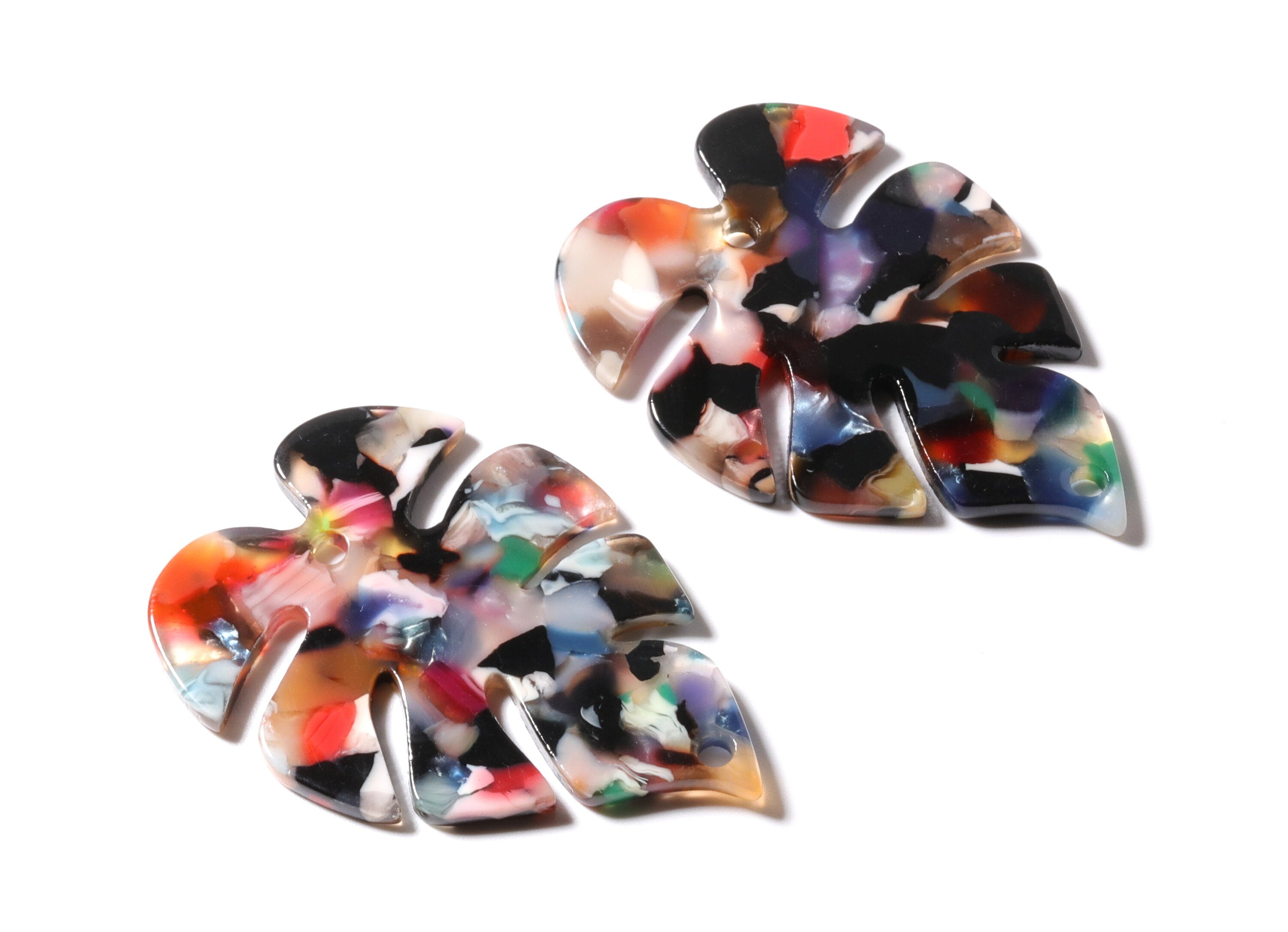 Acetate Leaf Earring Charms - Monstera Leaf Pendant - Earring Findings - Jewelry Supplies - Color Code: A60 - 51x35.5x2.44mm - AC1088J - DOMEDBAZAAR