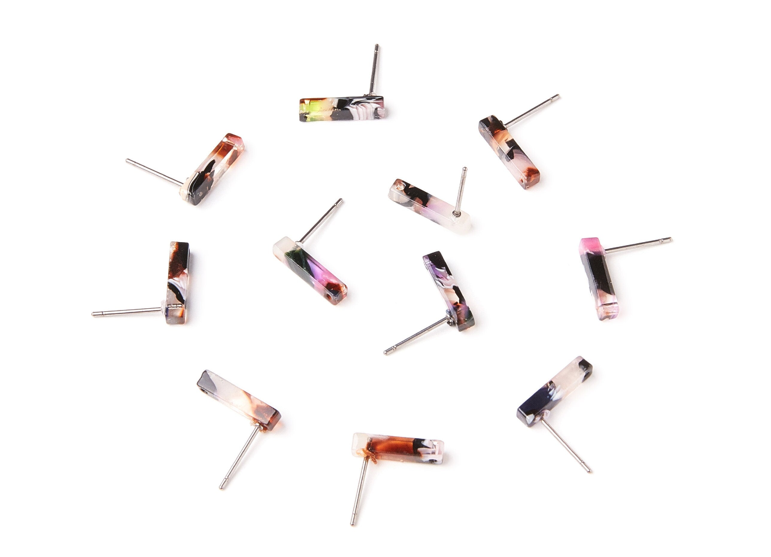 Acetate Stick Earring Stud - Acrylic Stick Earring Post - Jewelry Supplies - Color Code: A11 - 13,26x2,91x2,75mm - AC1221F - DOMEDBAZAAR