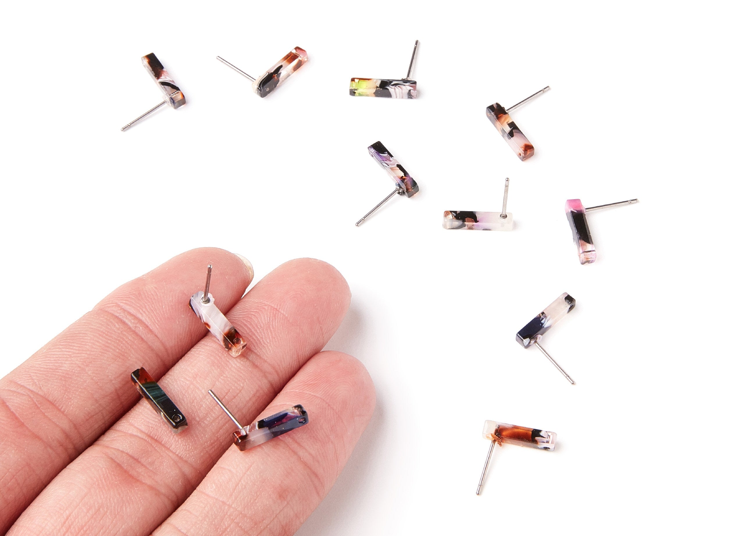 Acetate Stick Earring Stud - Acrylic Stick Earring Post - Jewelry Supplies - Color Code: A11 - 13,26x2,91x2,75mm - AC1221F - DOMEDBAZAAR