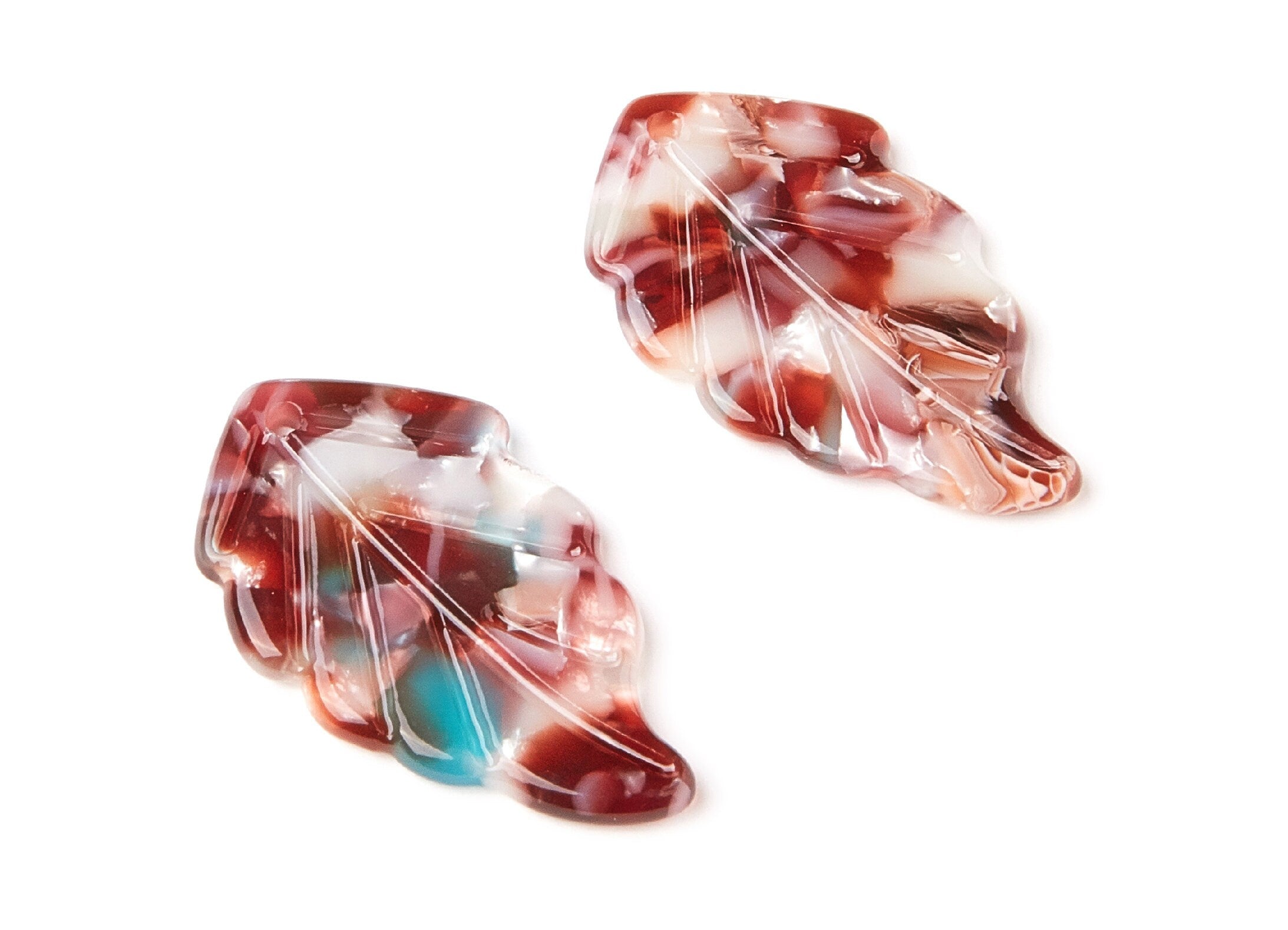 Acetate Leaf Earring Charms - Monstera Leaf Shaped Pendant - Earring Findings - Jewellery Supplies - 35.67x20.92x2.75mm - AC1242B - DOMEDBAZAAR