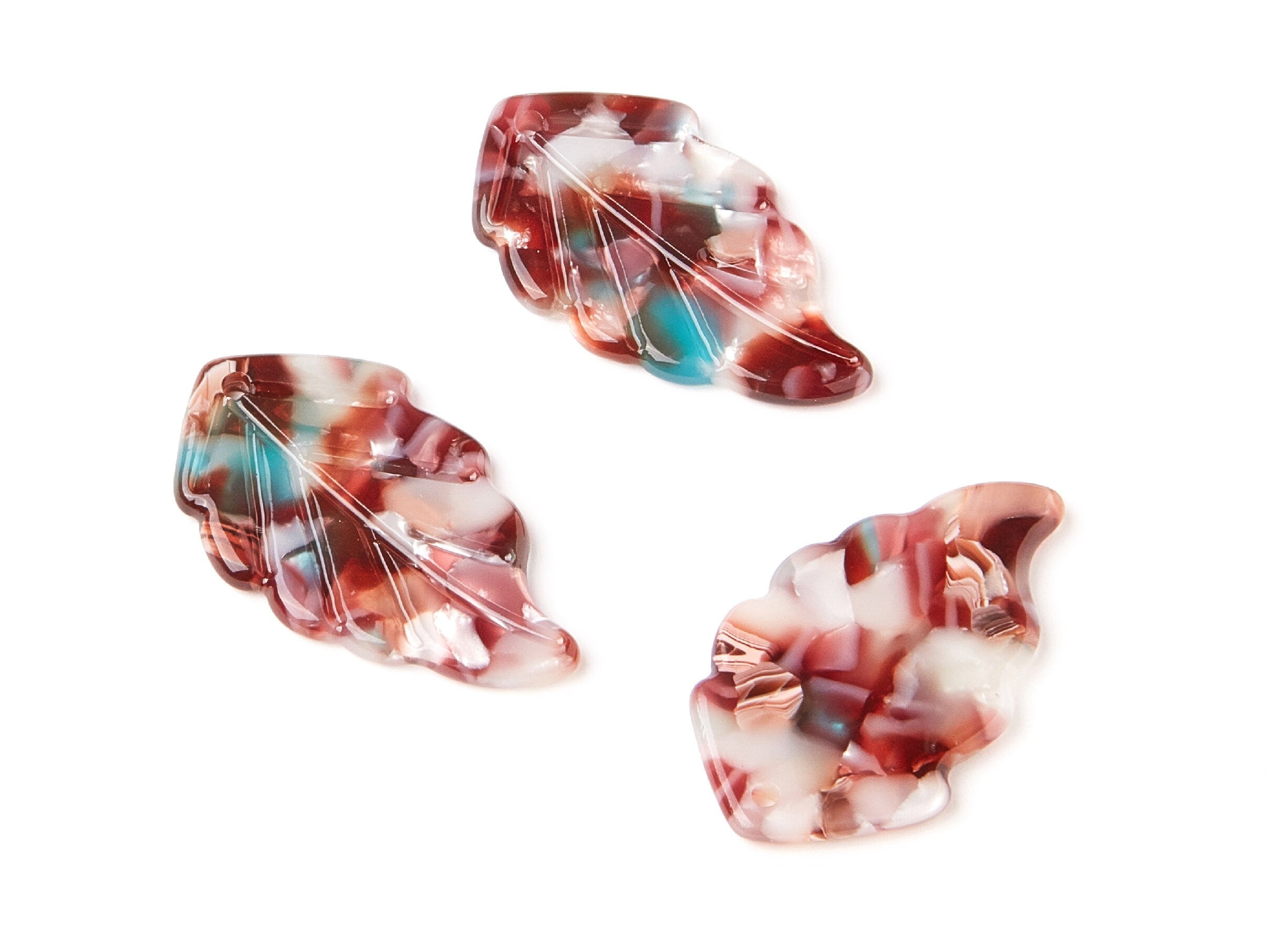 Acetate Leaf Earring Charms - Monstera Leaf Shaped Pendant - Earring Findings - Jewellery Supplies - 35.67x20.92x2.75mm - AC1242B - DOMEDBAZAAR