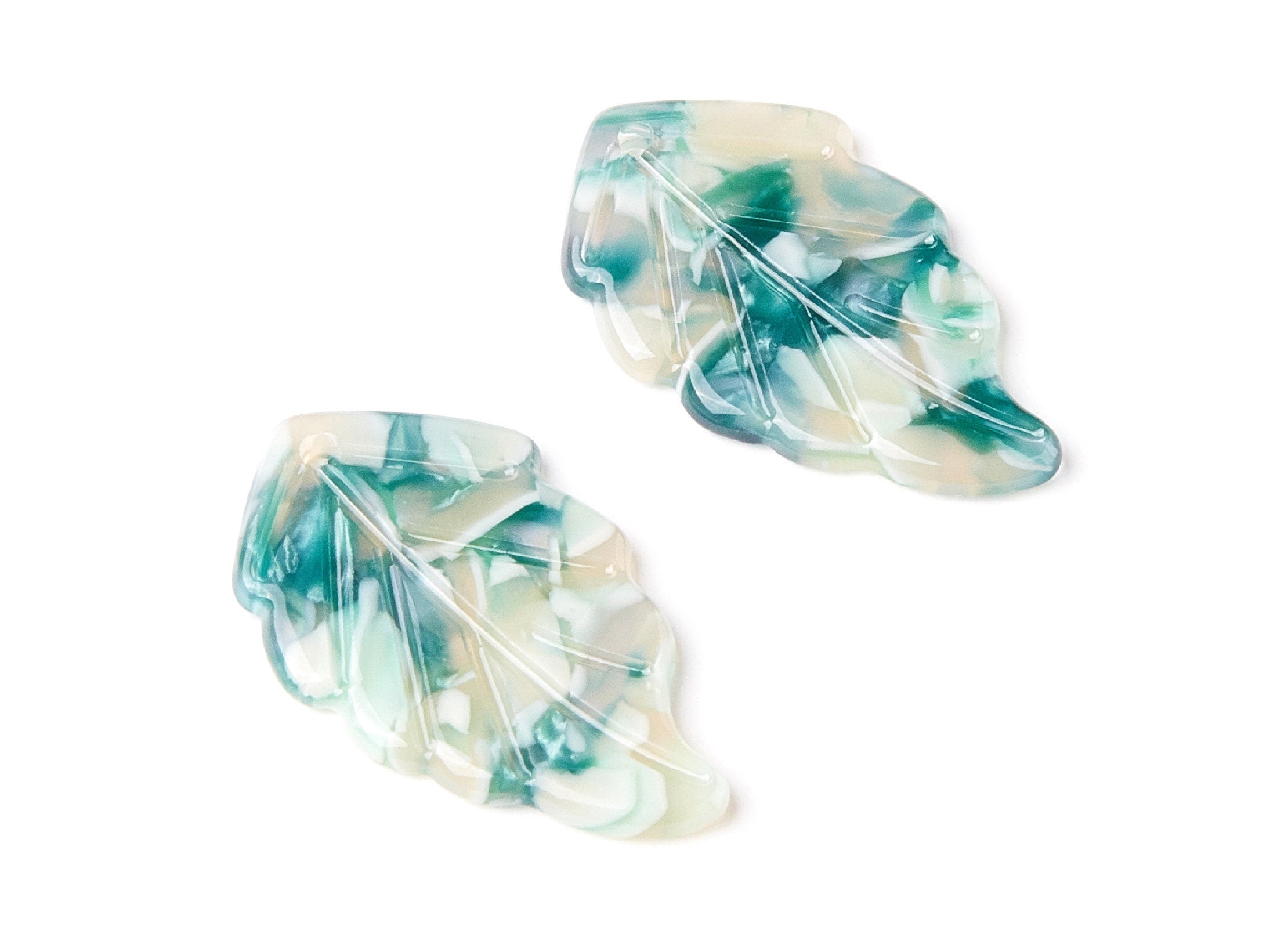 Acetate Leaf Earring Charms - Monstera Leaf Pendant - Earring Findings - Jewelry Supplies - 35.67x20.92x2.75mm - AC1242E - DOMEDBAZAAR