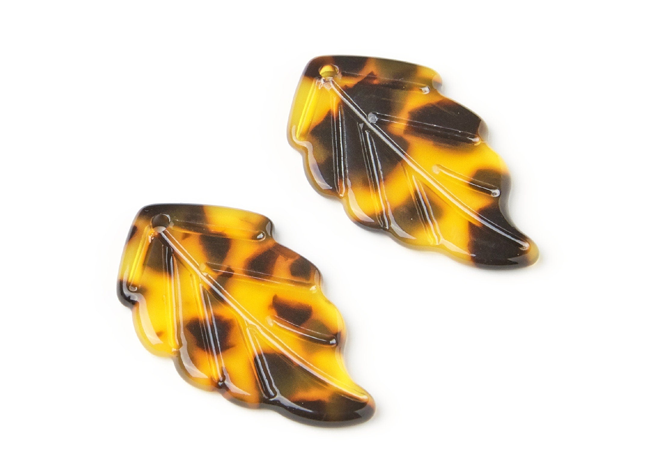 Acetate Acrylic Earring Charm - Tortoise Shell - Monstera Leaf Pendant - Jewelry Supplies - Color Code: A02 - 35.67x20.92x2.75mm - AC1242F - DOMEDBAZAAR
