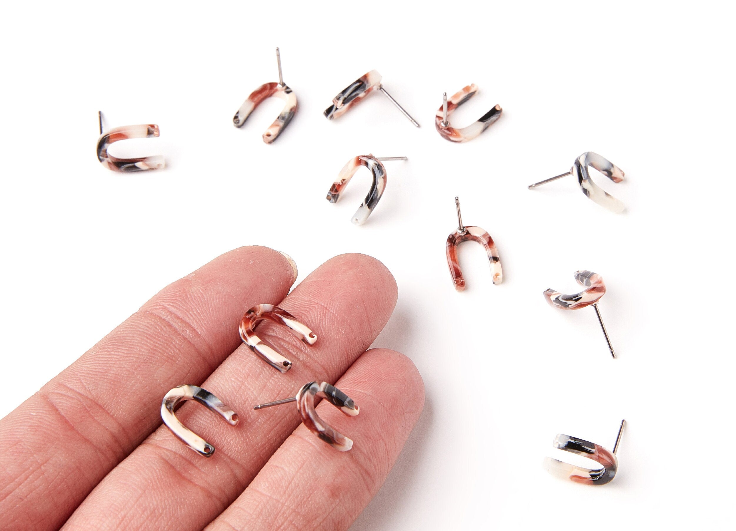 Acetate U Earring Stud - Acrylic U Earring Post - Earring Post - Jewelry Supplies - Color Code: A51 - 12.65x9.55x2.64mm - AC1227C - DOMEDBAZAAR