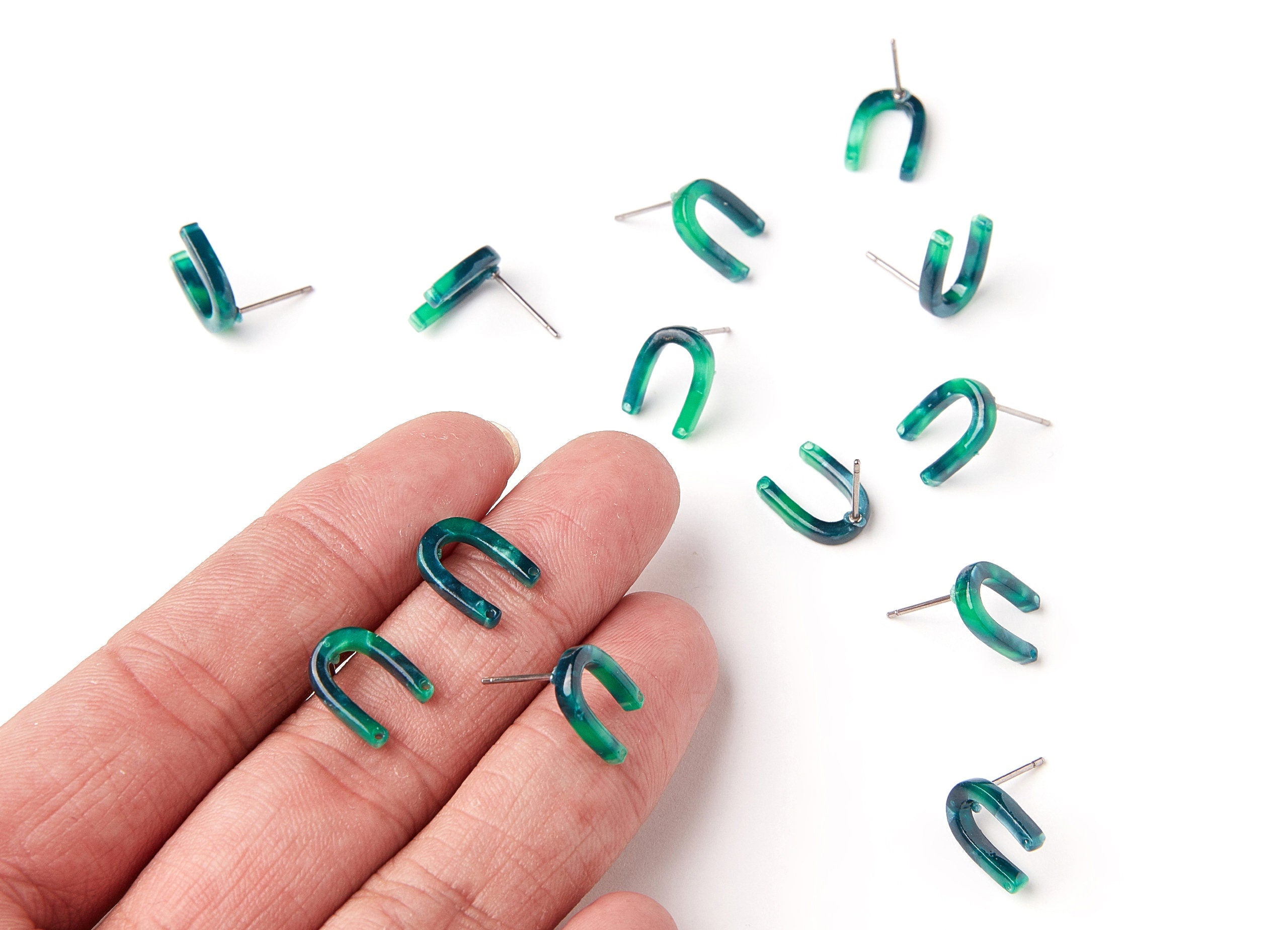 Acetate U Earring Stud - Acrylic U Earring Post - Earring Post - Jewelry Supplies - Color Code: A13 - 12.65x9.55x2.64mm - AC1227G - DOMEDBAZAAR