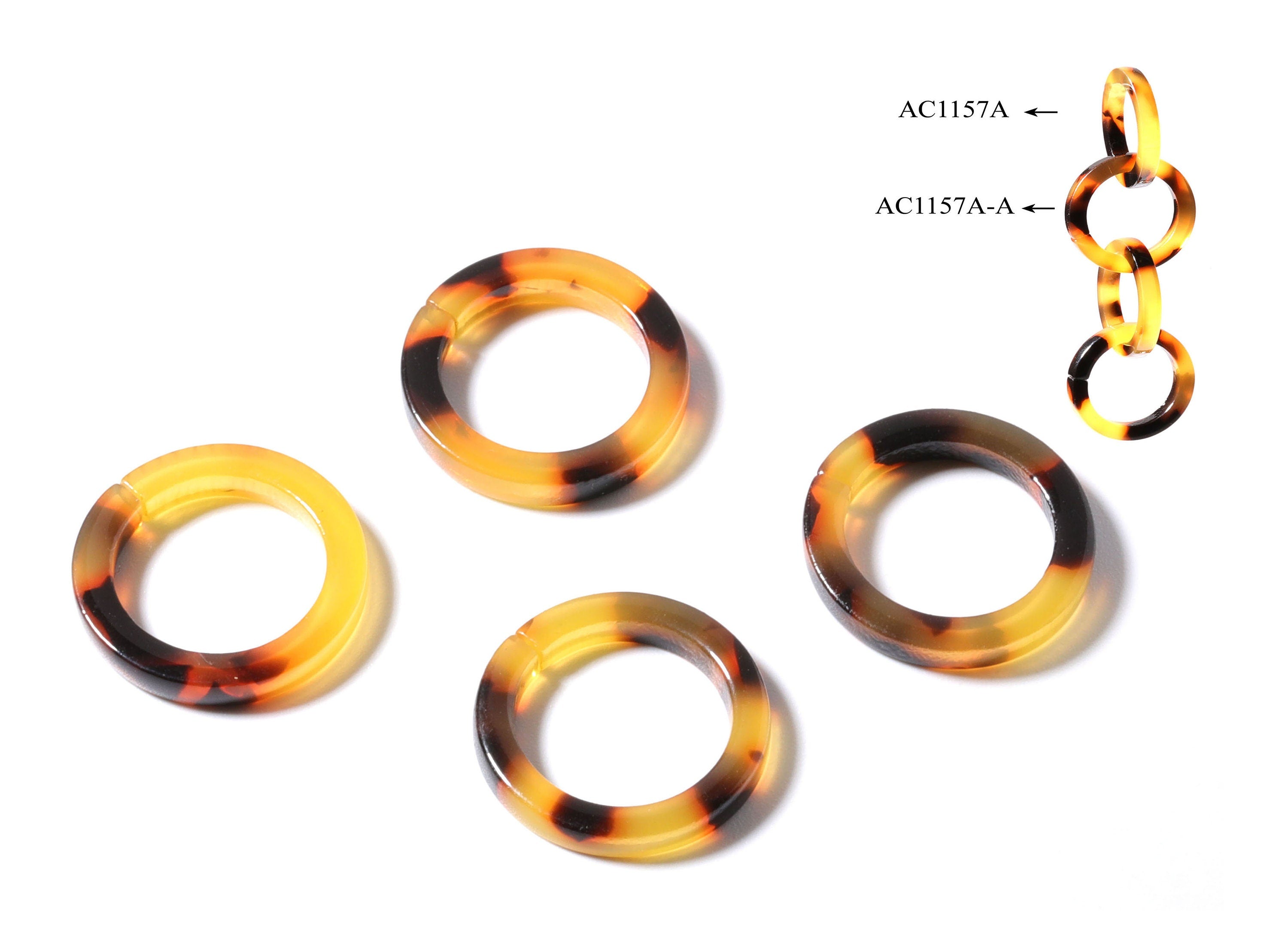 Acetate Tortoise Shell  - Laser Cut Open Circle Shaped Pendant - Flat Cable Chain- Color Code: A01 - 16.7x16.7x2.58mm - AC1157A-A - DOMEDBAZAAR