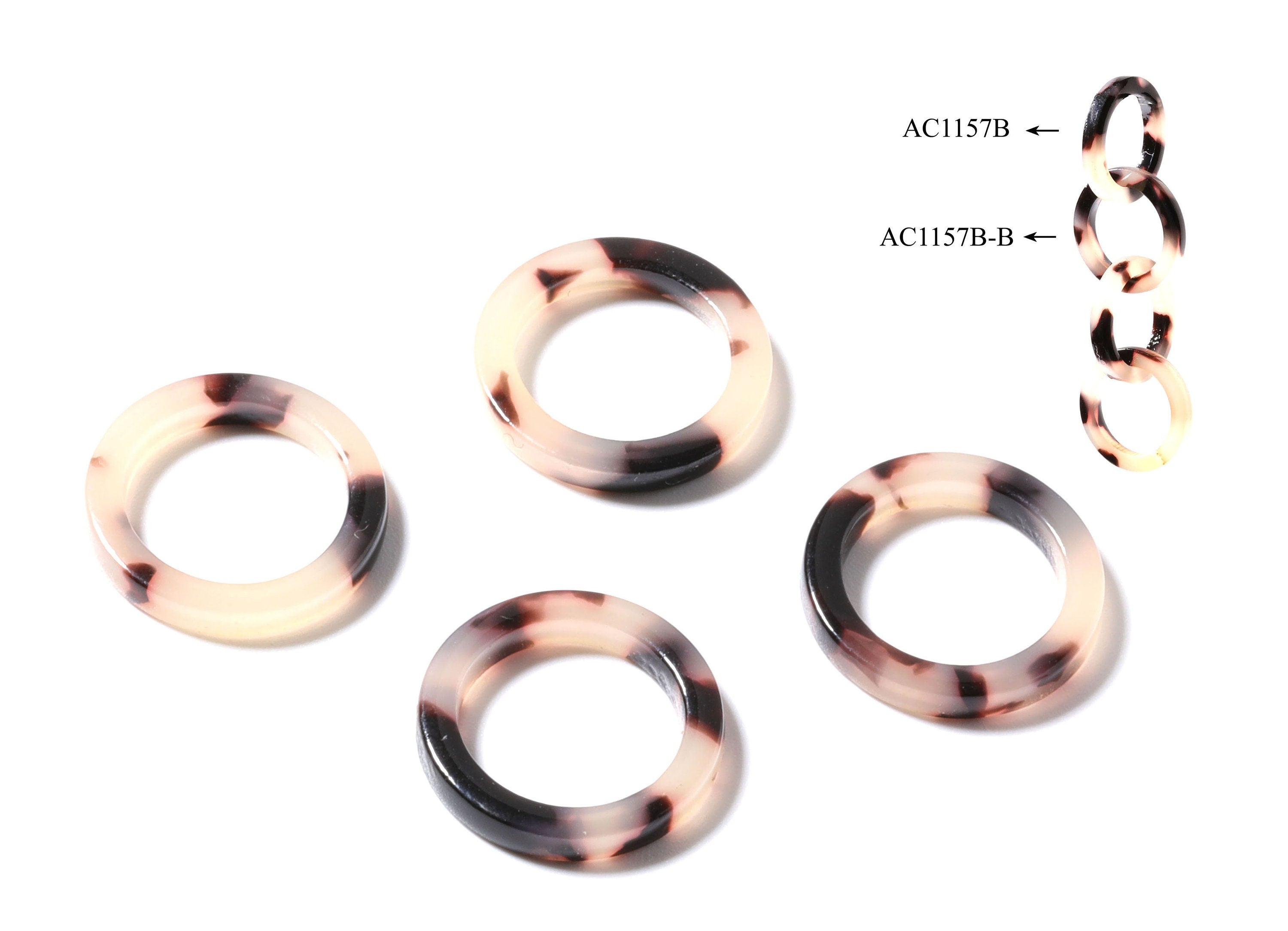 Acetate Acrylic Blonde Tortoise Shell Charms - Circle Shaped Pendant - Flat Cable Chain - Color Code: A06 - 16.7x16.7x2.58mm - AC1157B - DOMEDBAZAAR