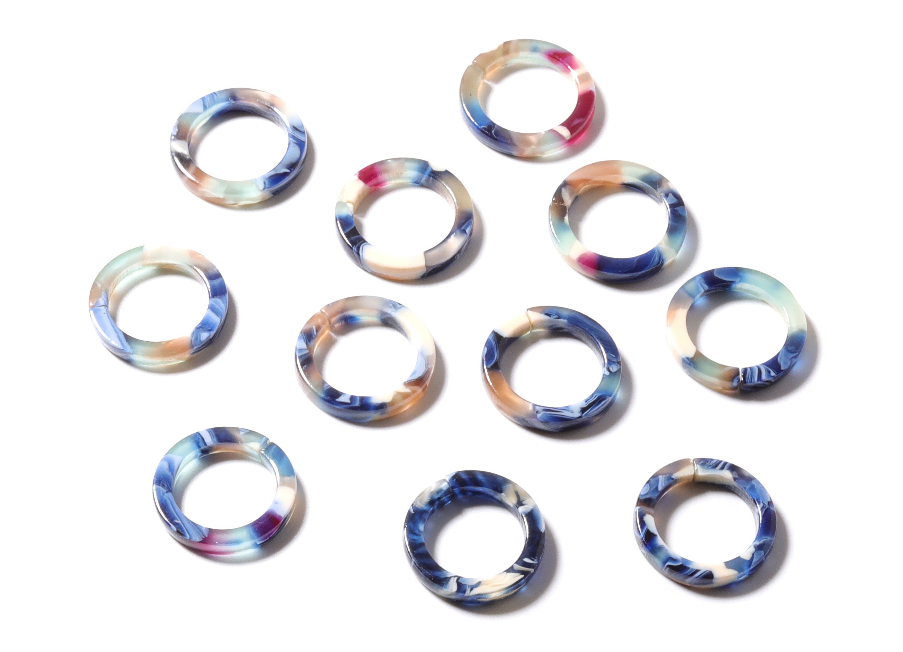 Acetate Hoop Earring Charms - Laser Cut Open Circle Pendant - Flat Cable Chain - Color Code: A19 - 16.7x16.7x2.58mm - AC1157D-D - DOMEDBAZAAR