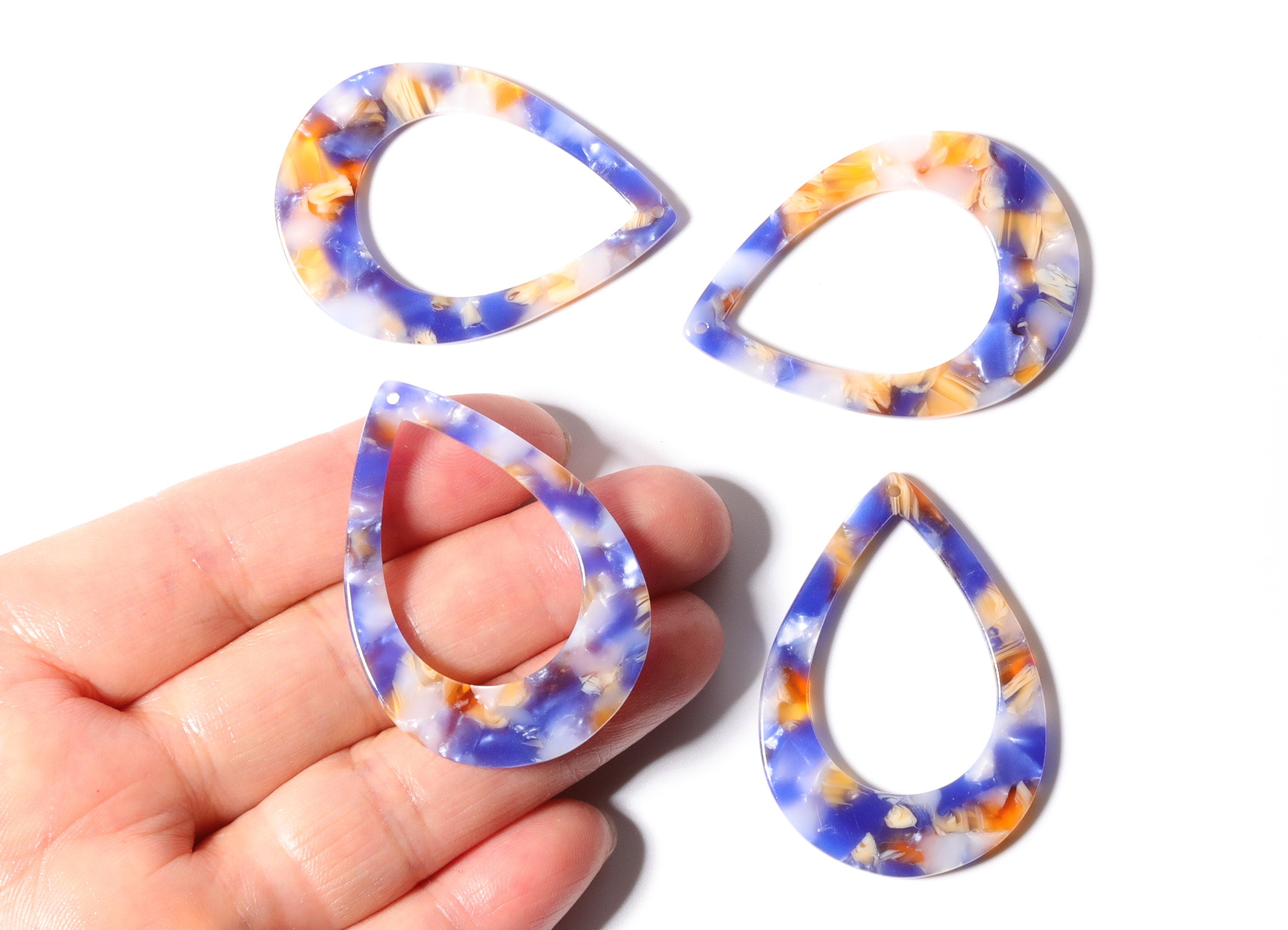 Acetate Drop Charms - Drop Earrings and Pendant - Earring Findings - Jewelry Supplies - Color Code: A96 - 46x2.5mm - AC1022K - DOMEDBAZAAR