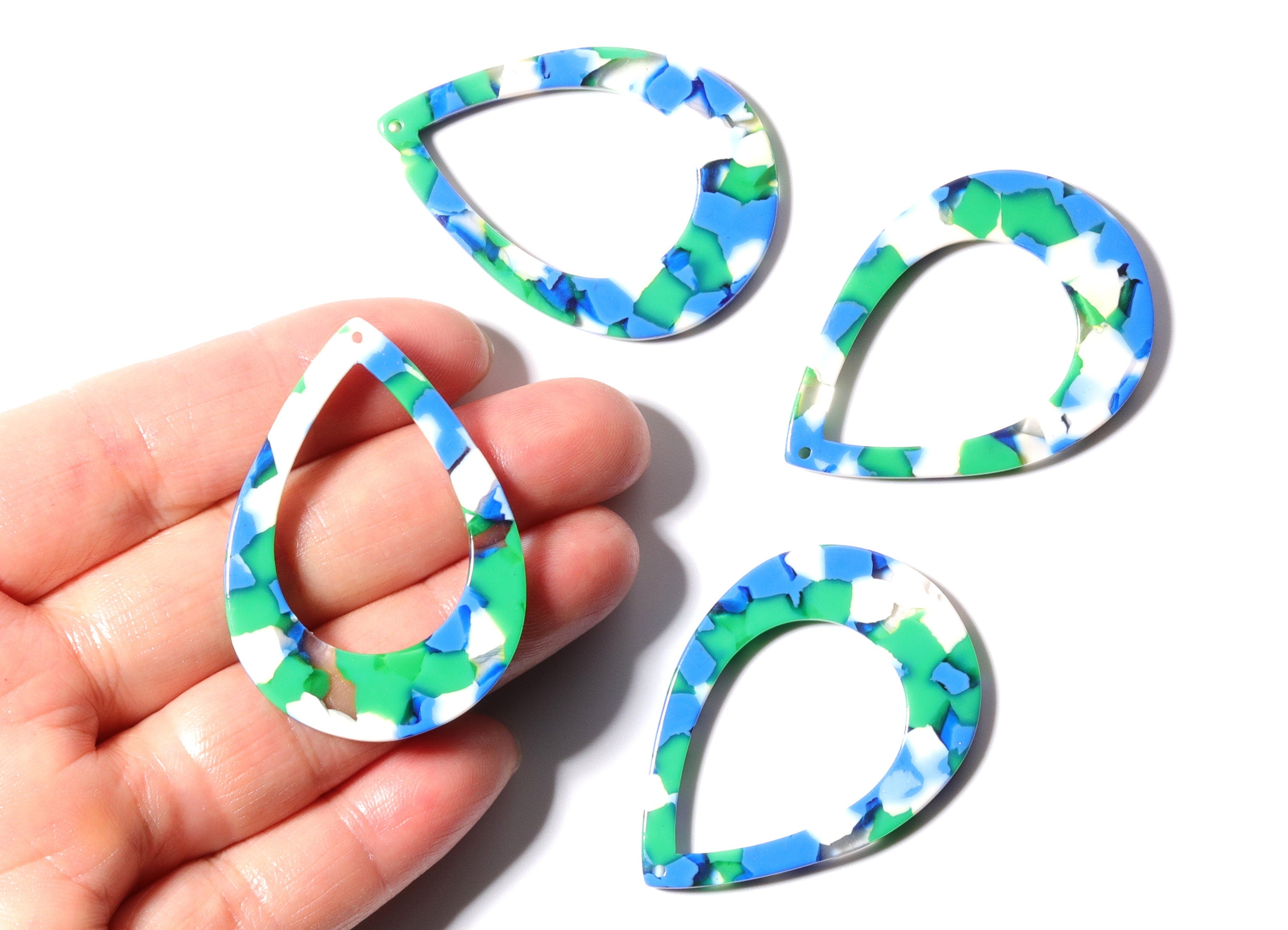 Acetate Drop Charms - Drop Earrings and Pendant - Earring Findings - Jewelry Supplies - Color Code: A110 - 46x2.5mm - AC1022M - DOMEDBAZAAR